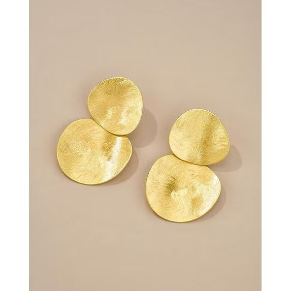 SNGIA Textured Geometric Disc Dangle Earrings for Women, Silver-Plated or Gold-Plated