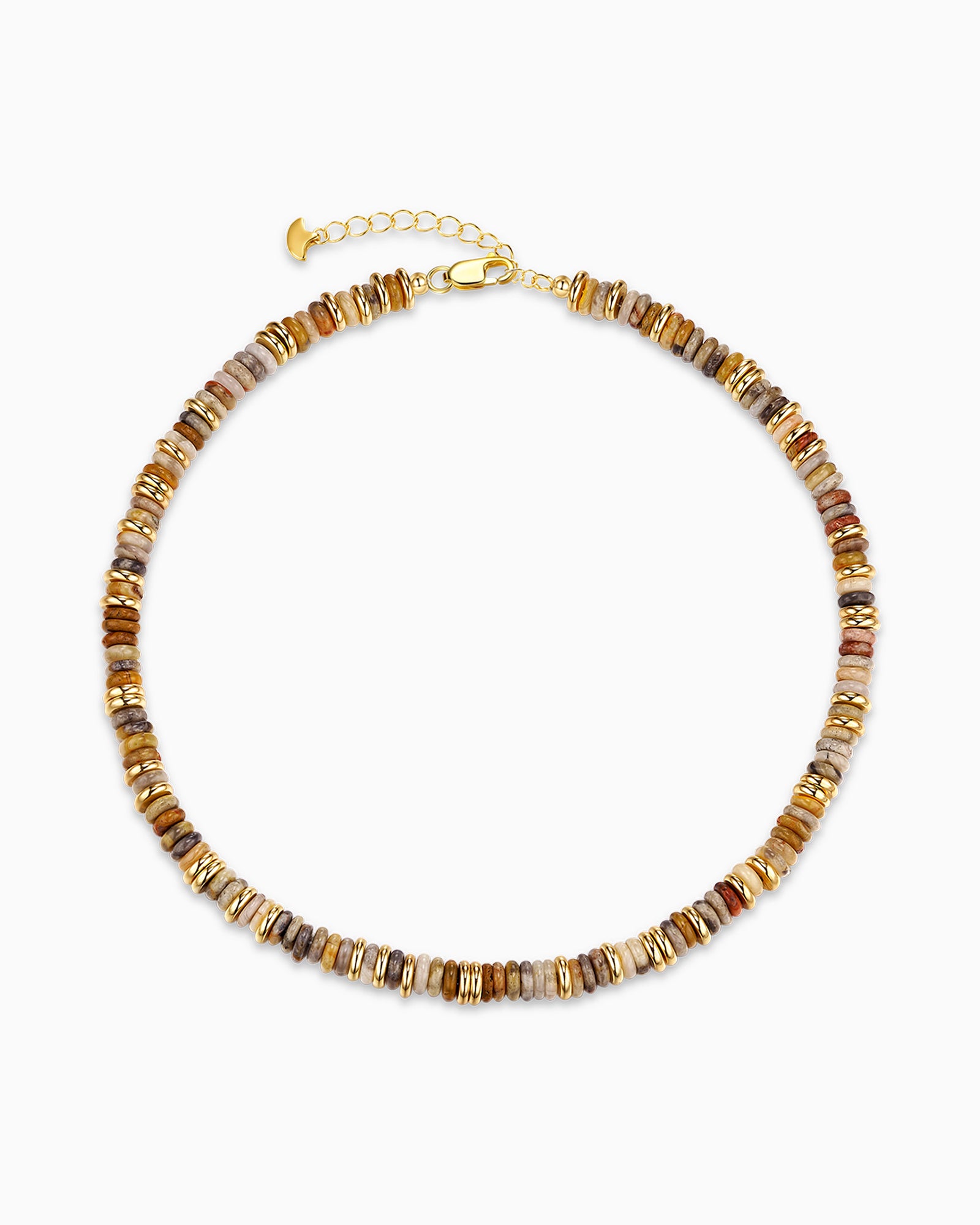Gold Brown Amber Stone Bead Necklace - Dune