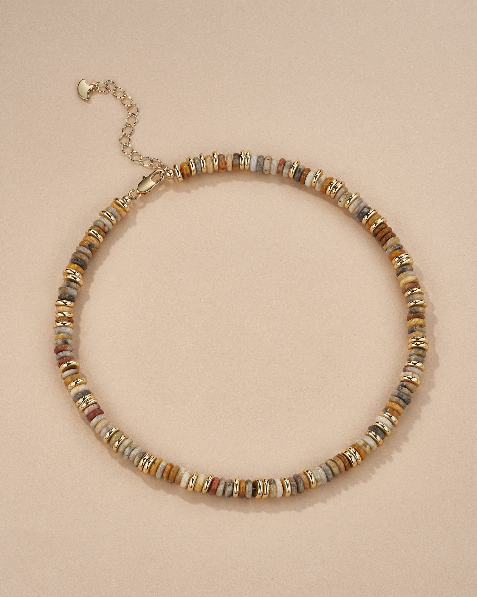 Gold Brown Amber Stone Bead Necklace - Dune