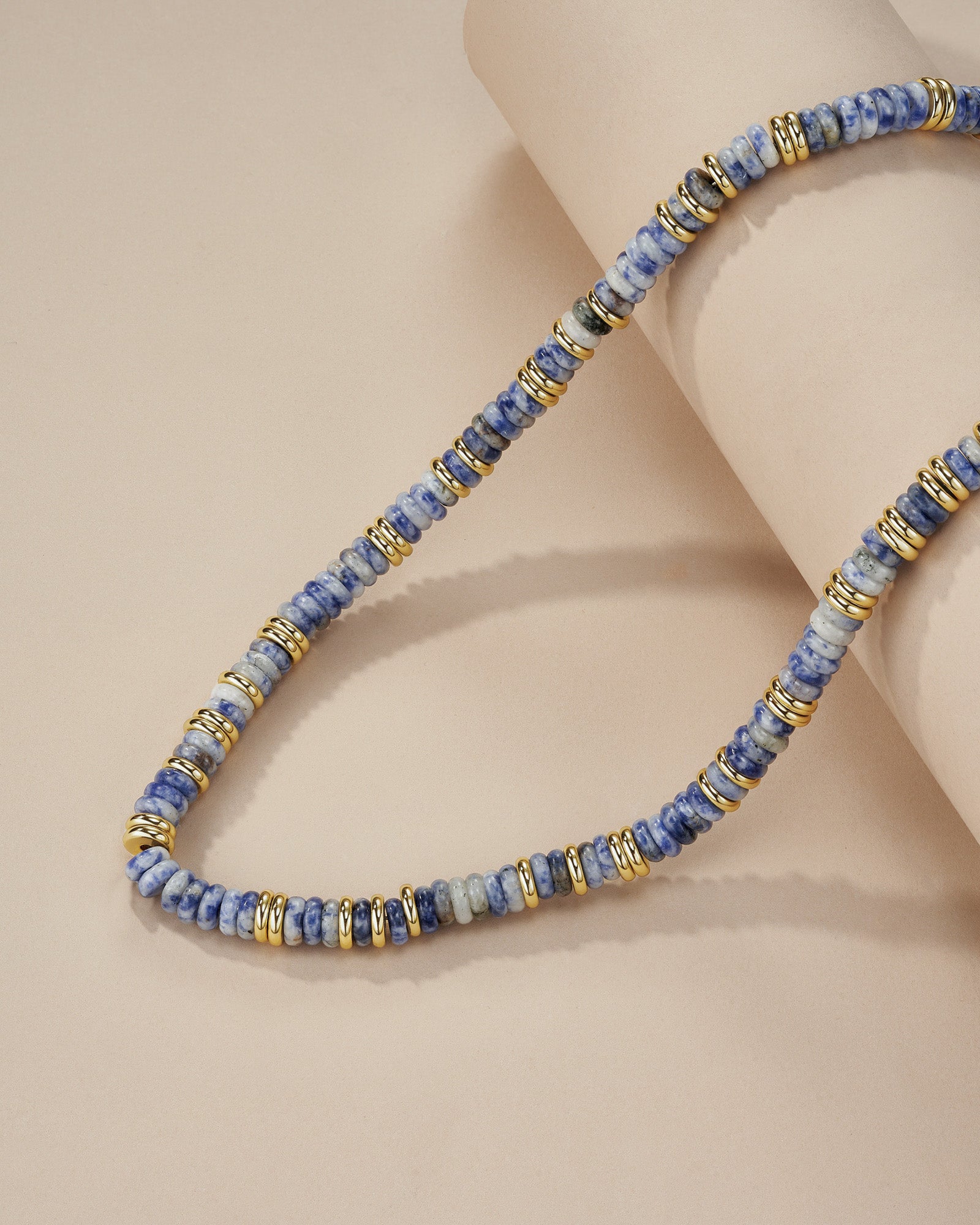 Gold Natural Stone Bead Necklace - Cloud