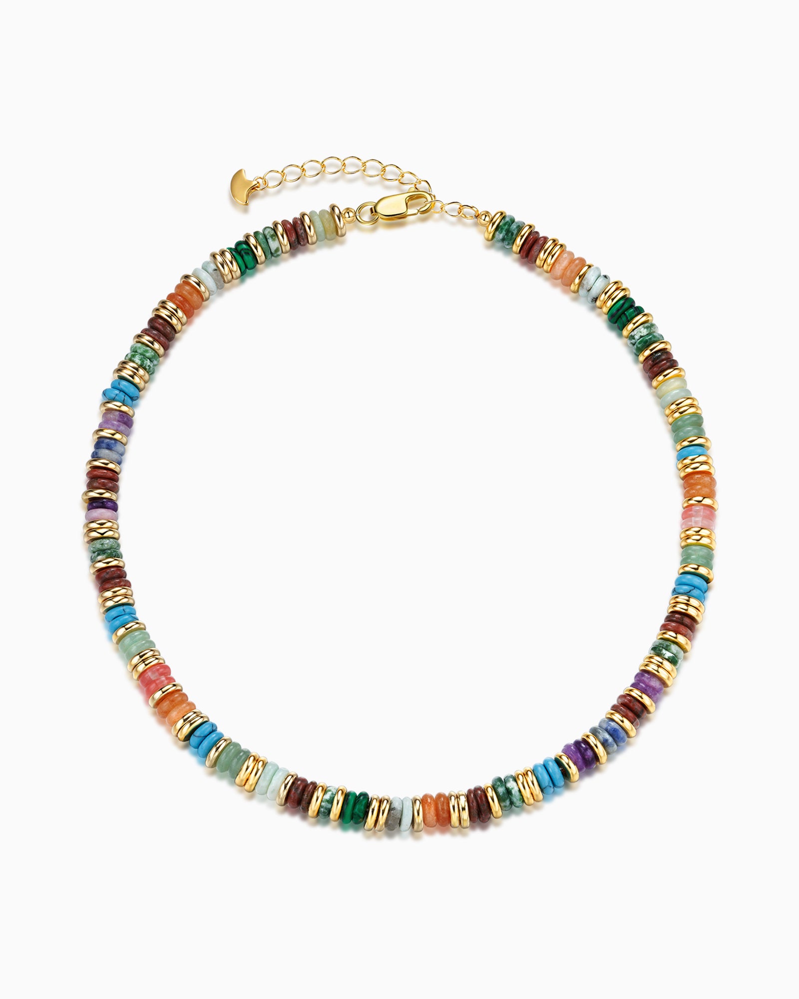 Gold Natural Stone Bead Necklace - Earth