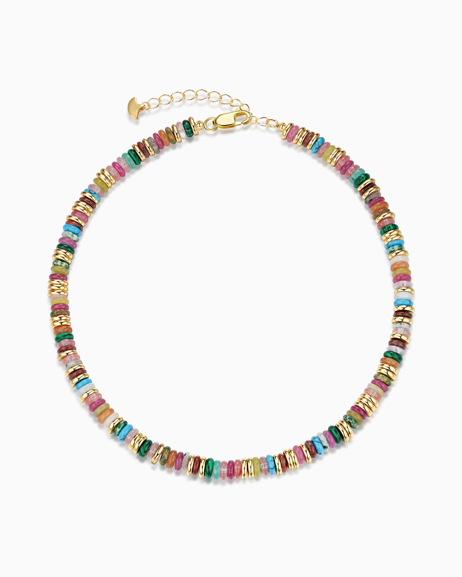 Gold Natural Stone Bead Necklace - Candy