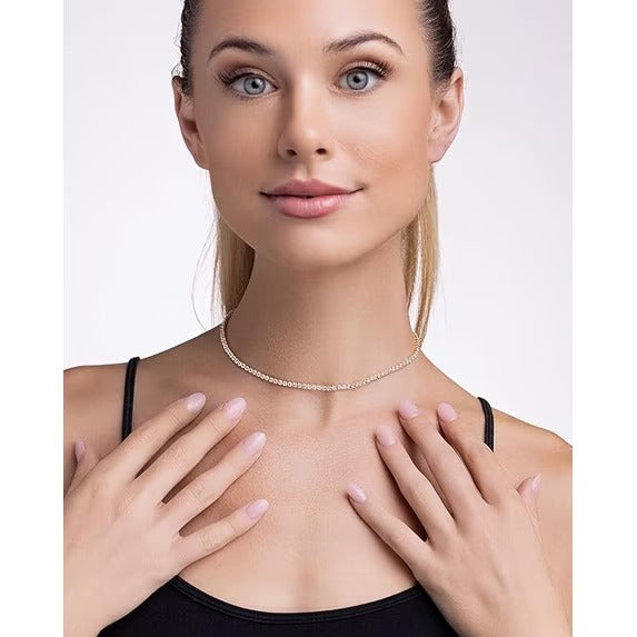18K Gold Plated Cubic Zirconia Tennis Choker Necklace for Women, Statement Wedding Jewelry