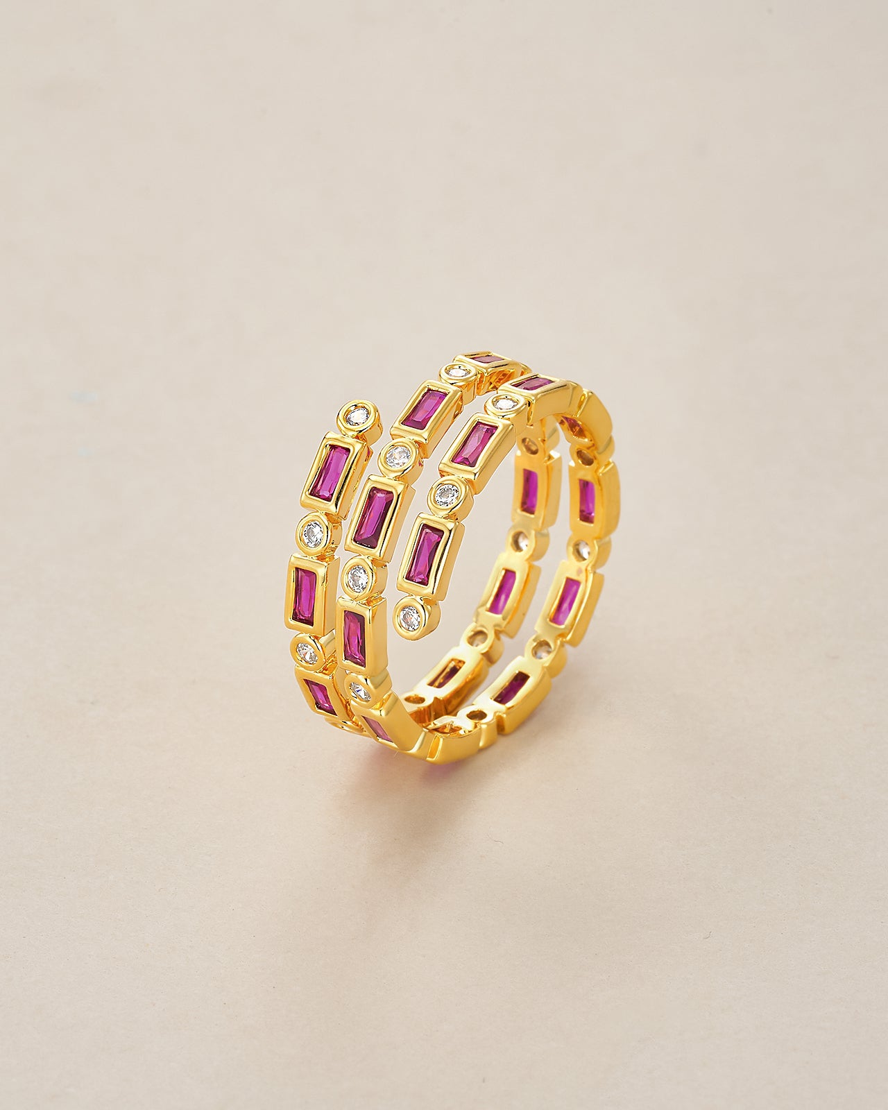Pink Ruby Eternity Band Ring with CZ