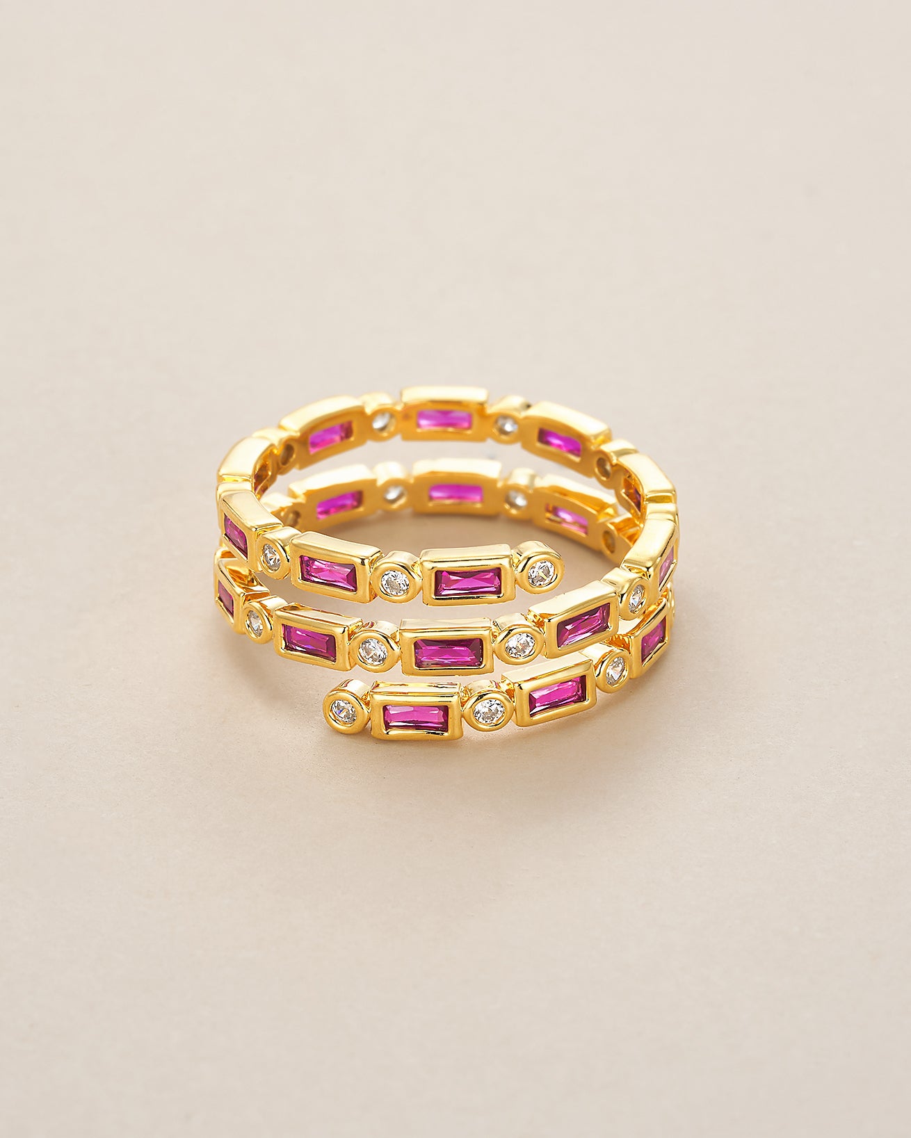 Pink Ruby Eternity Band Ring with CZ