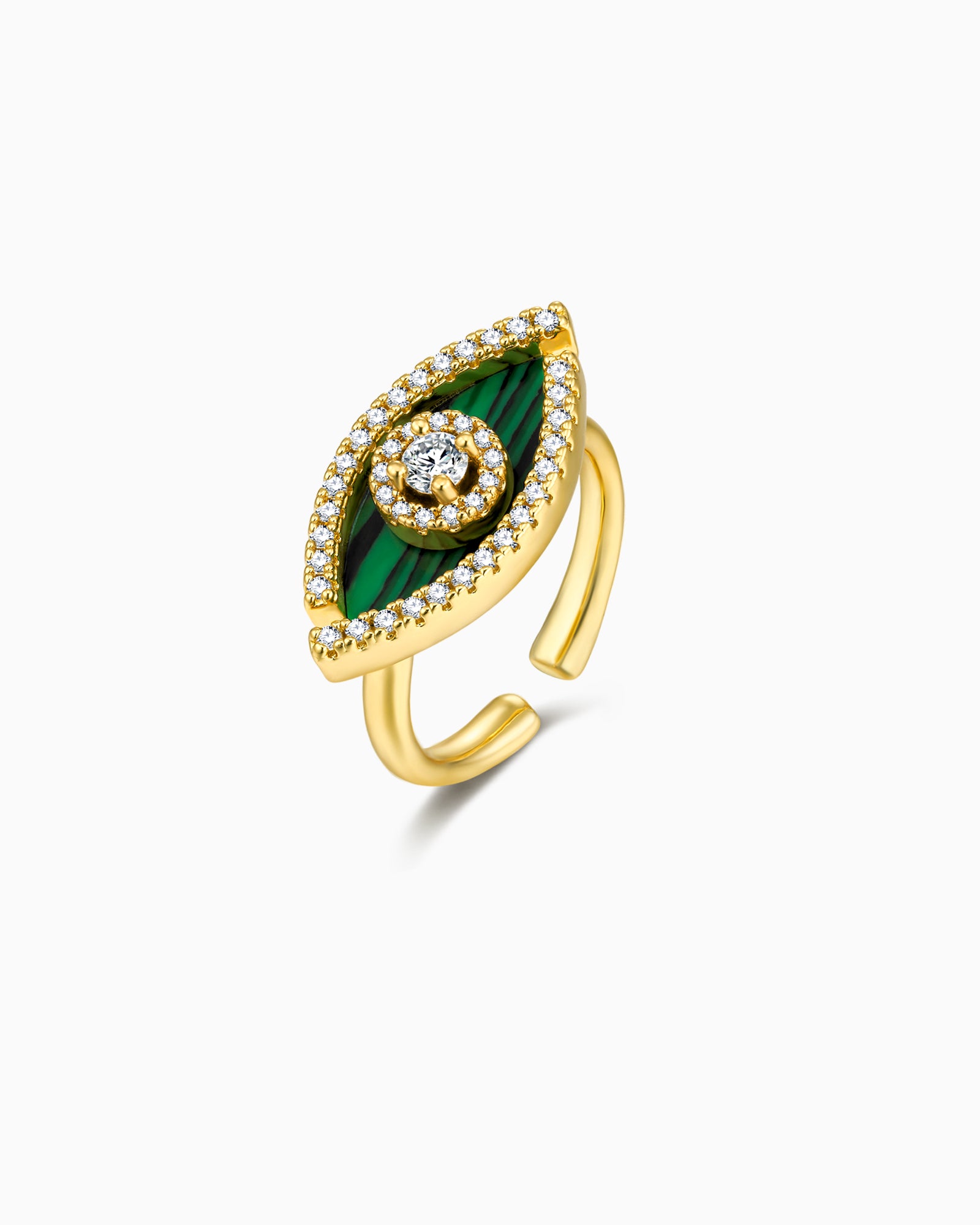 Malachite Evil Eye Ring with CZ