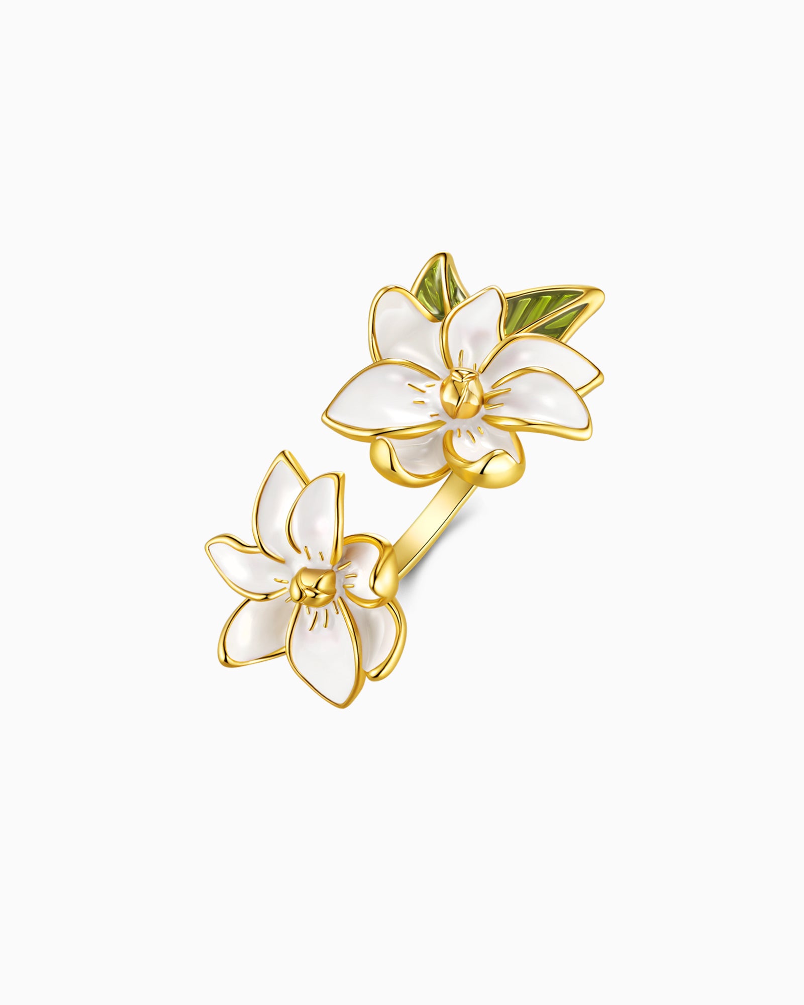 Floral Leaf Enamel Adjustable Ring
