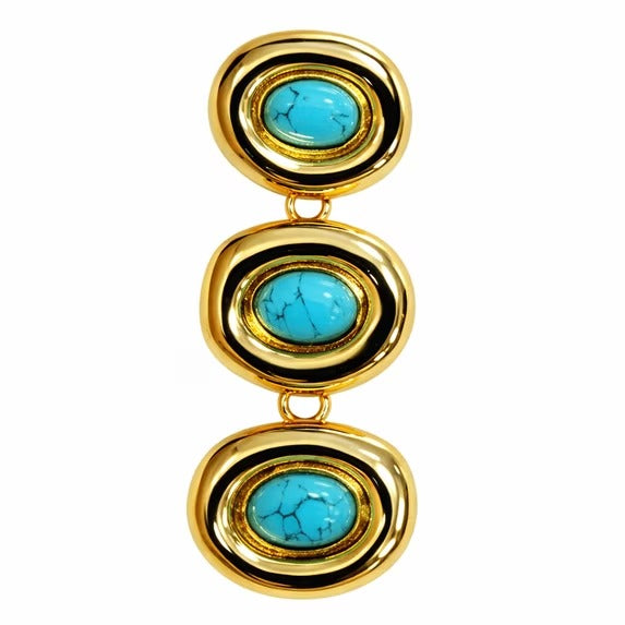 18K Gold Plated Multi-Color Resin Oval Dangle Earrings Statement Drop Jewelry