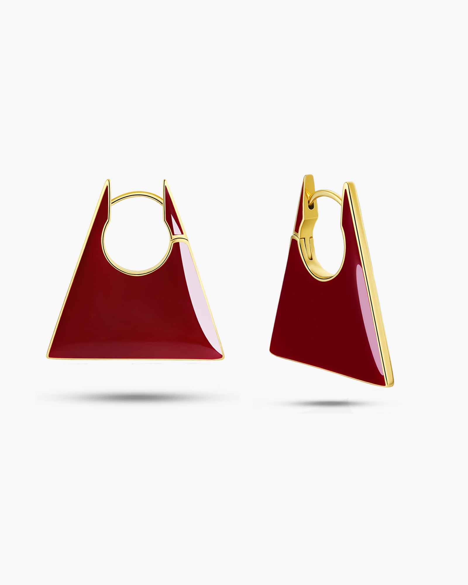 Geometric Trapezoid Dangle Earrings - Maroon