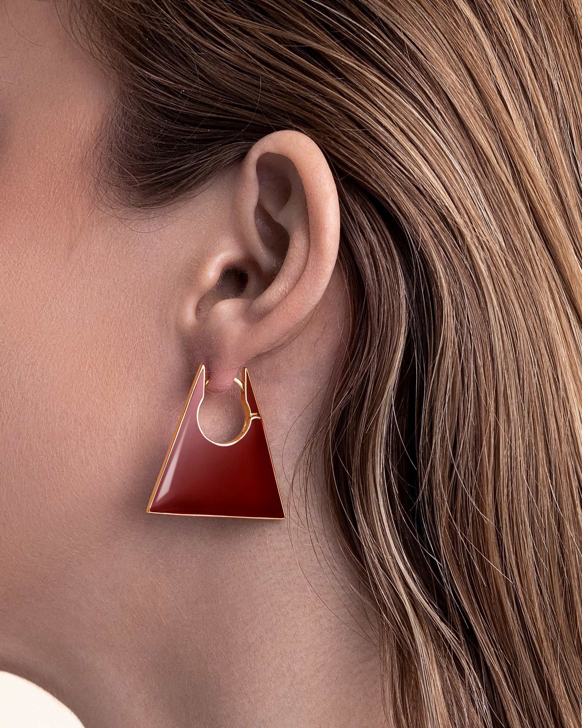 Geometric Trapezoid Dangle Earrings - Maroon