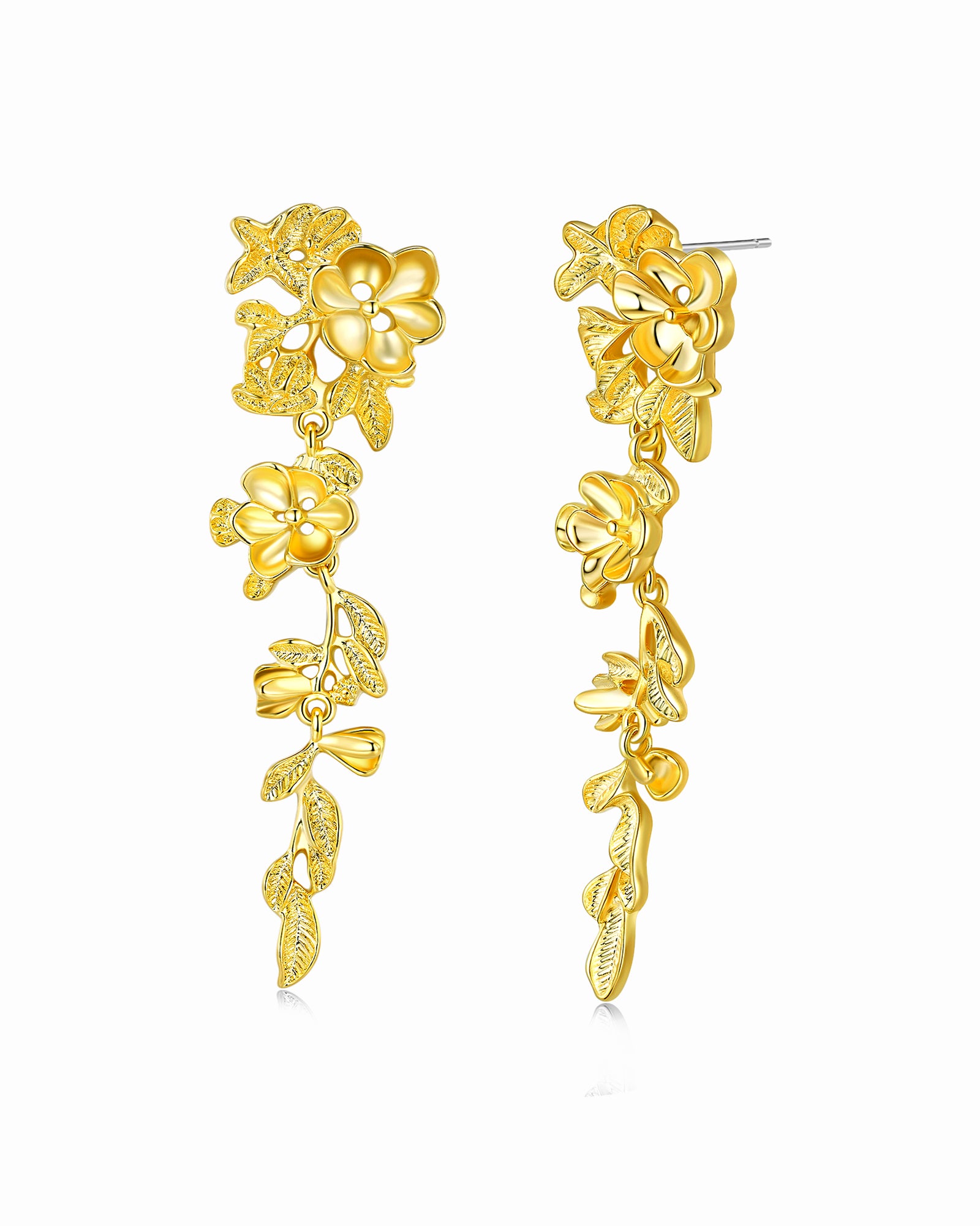 Gold Statement Flower Dangle Earrings