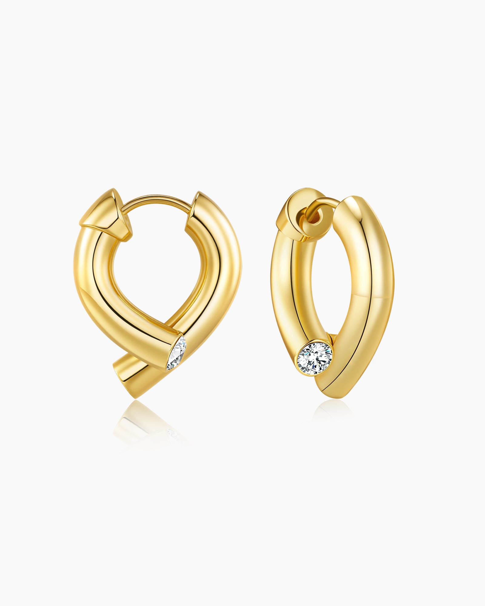 Knot Loop Hoop Earrings In Gold Tone With Clear CZ Accent
