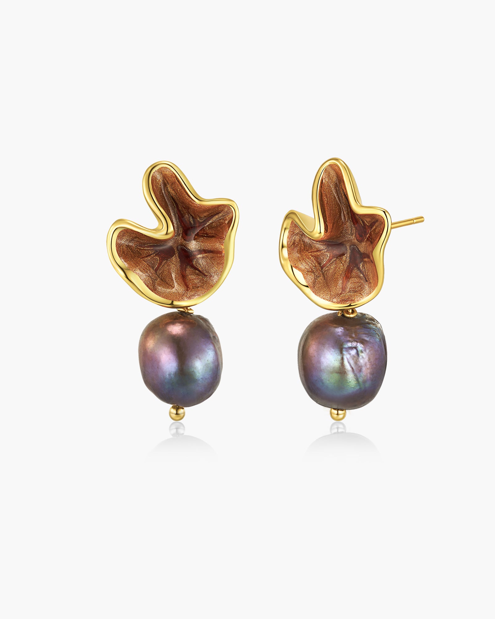 Baroque Gray Pearl Drop Organic Sculptural Stud Earrings