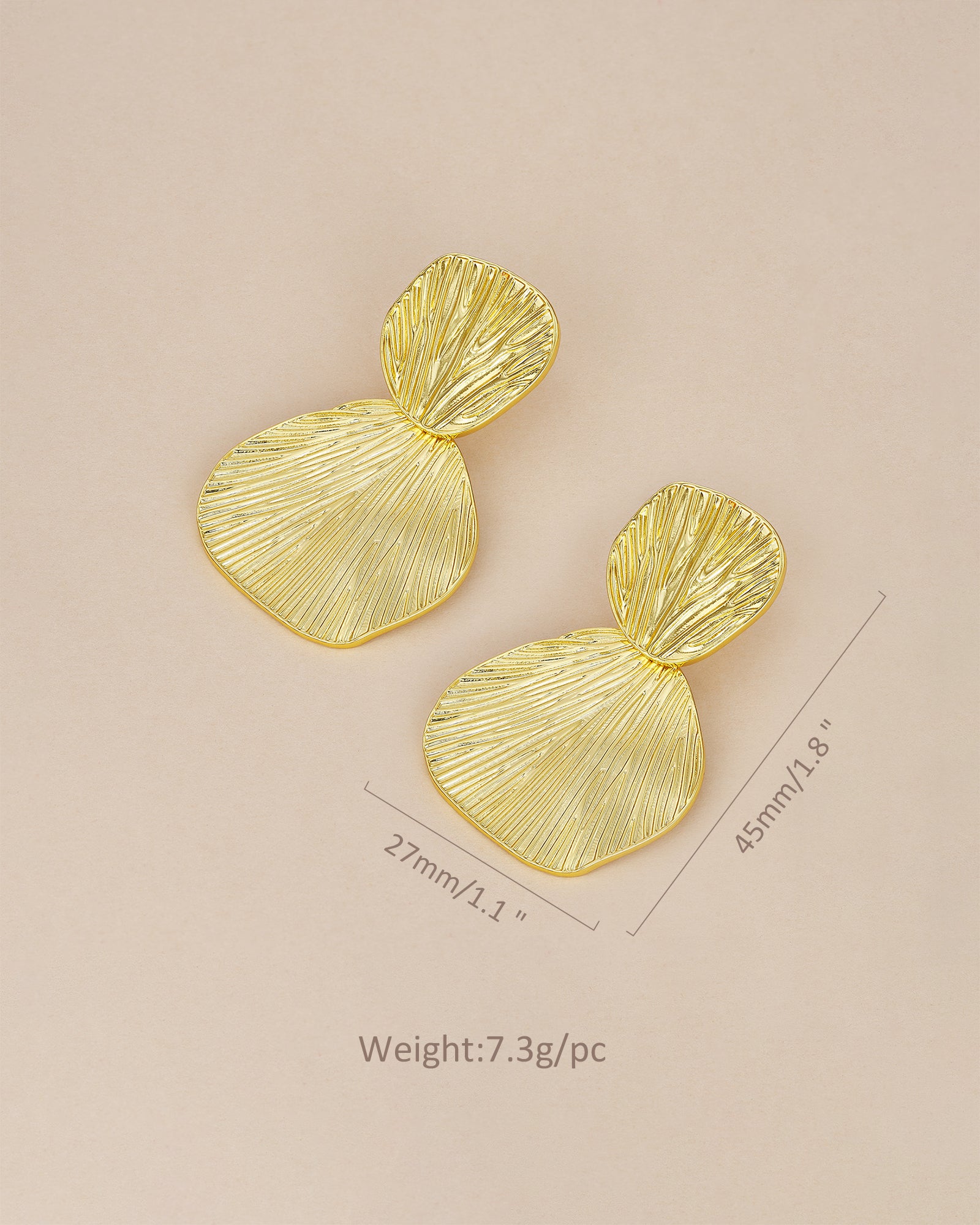Ribbed Enamel Dangle Earrings In Gold Tone Boho Style