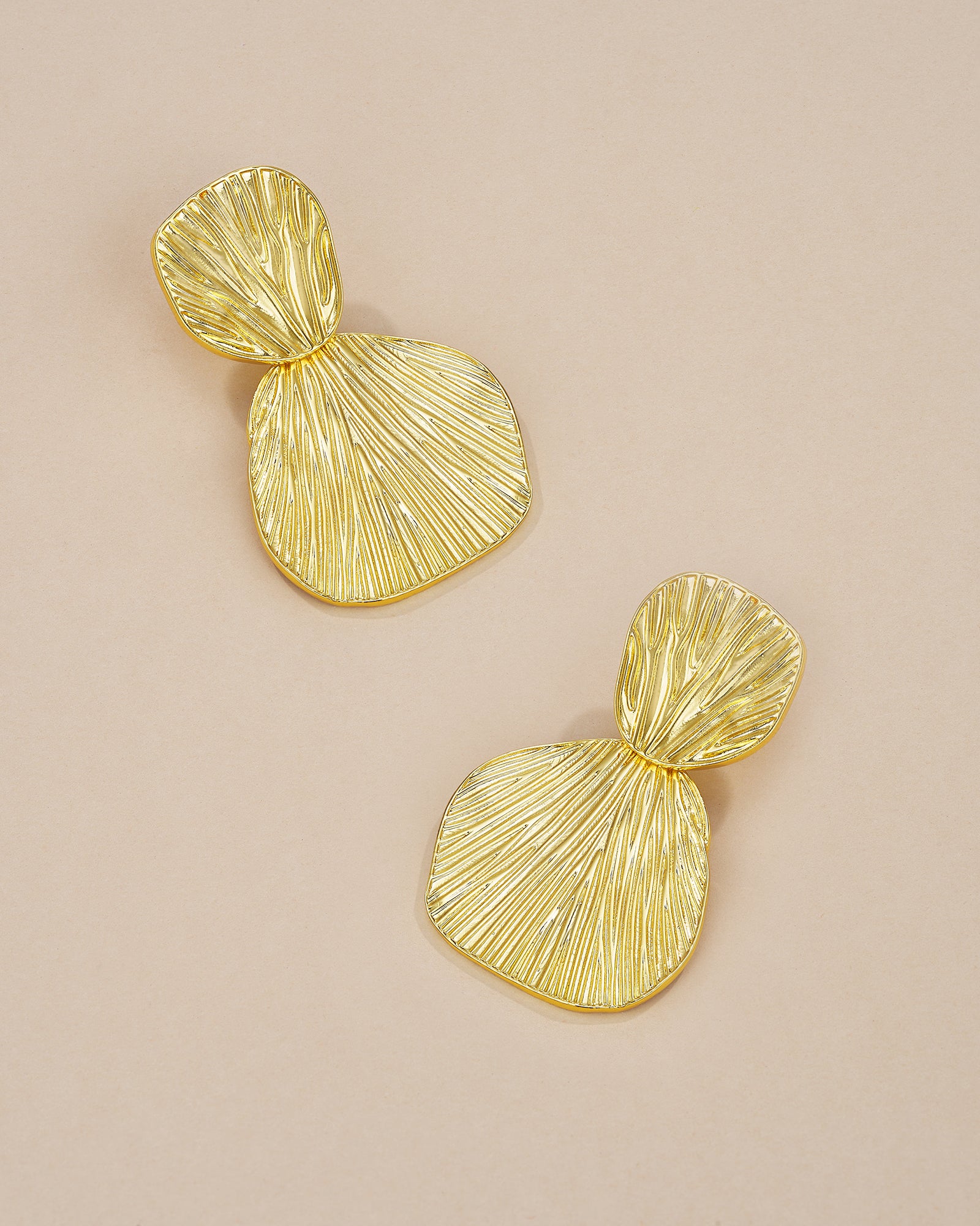 Ribbed Enamel Dangle Earrings In Gold Tone Boho Style