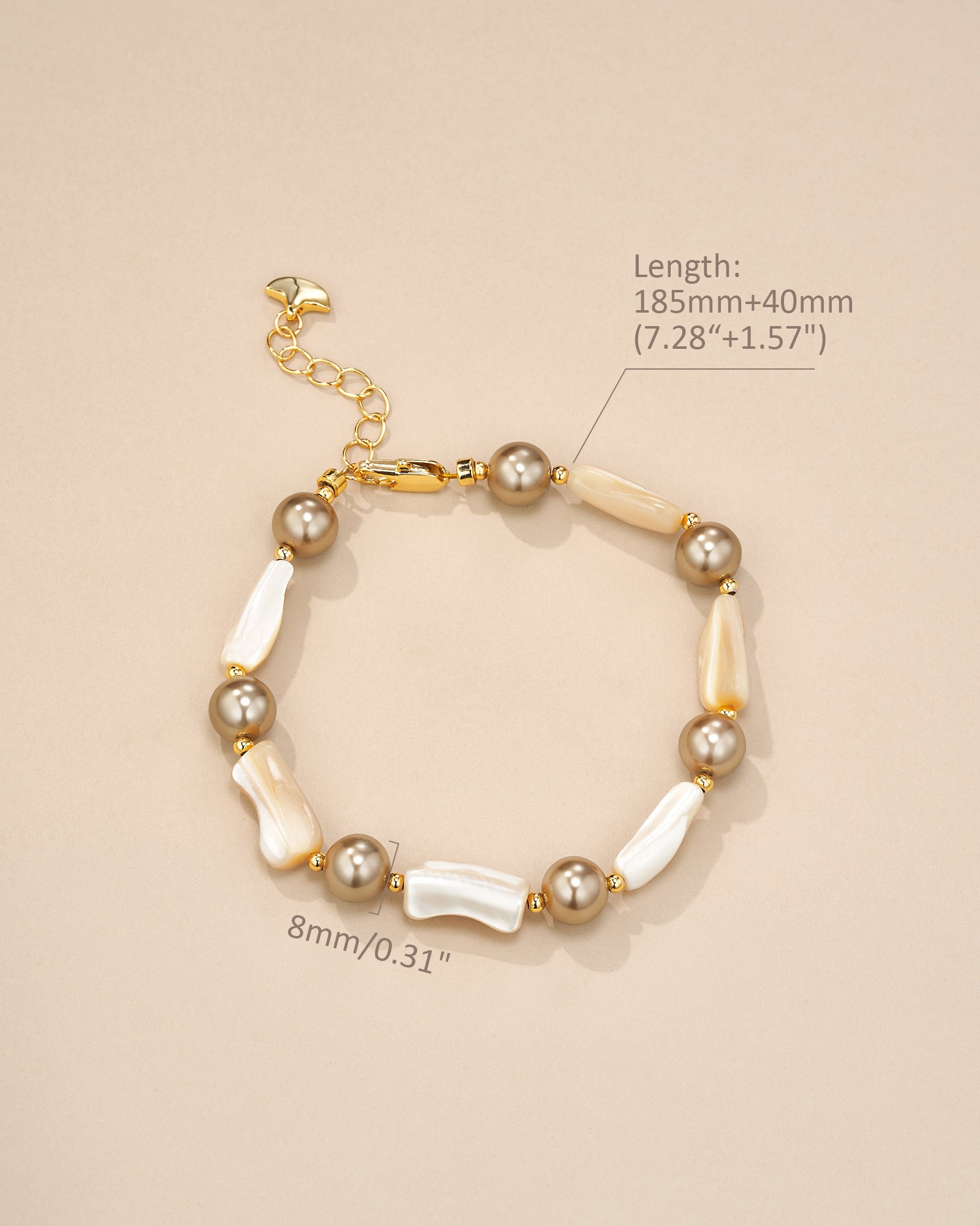 Baroque Pearl Style Beaded Bracelet In Gold Cream Tone