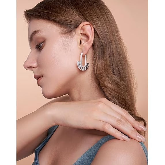 SNGIA Hammered Statement Drop Earrings for Women, 18K Gold Plated or Silver Plated, Lightweight