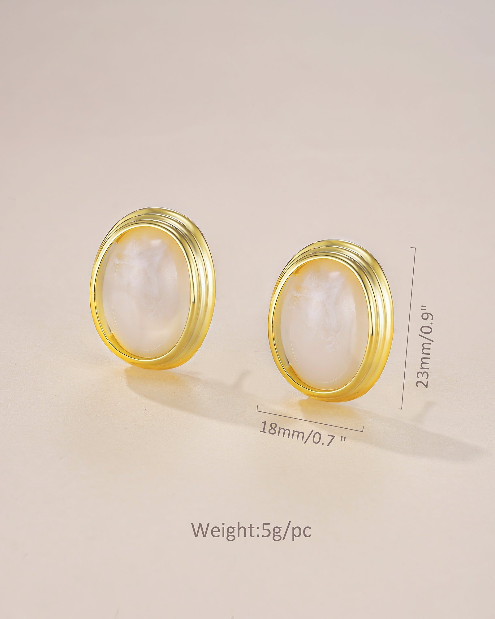 Gold Cotton Cloud Enamel Chunky Stud Earrings