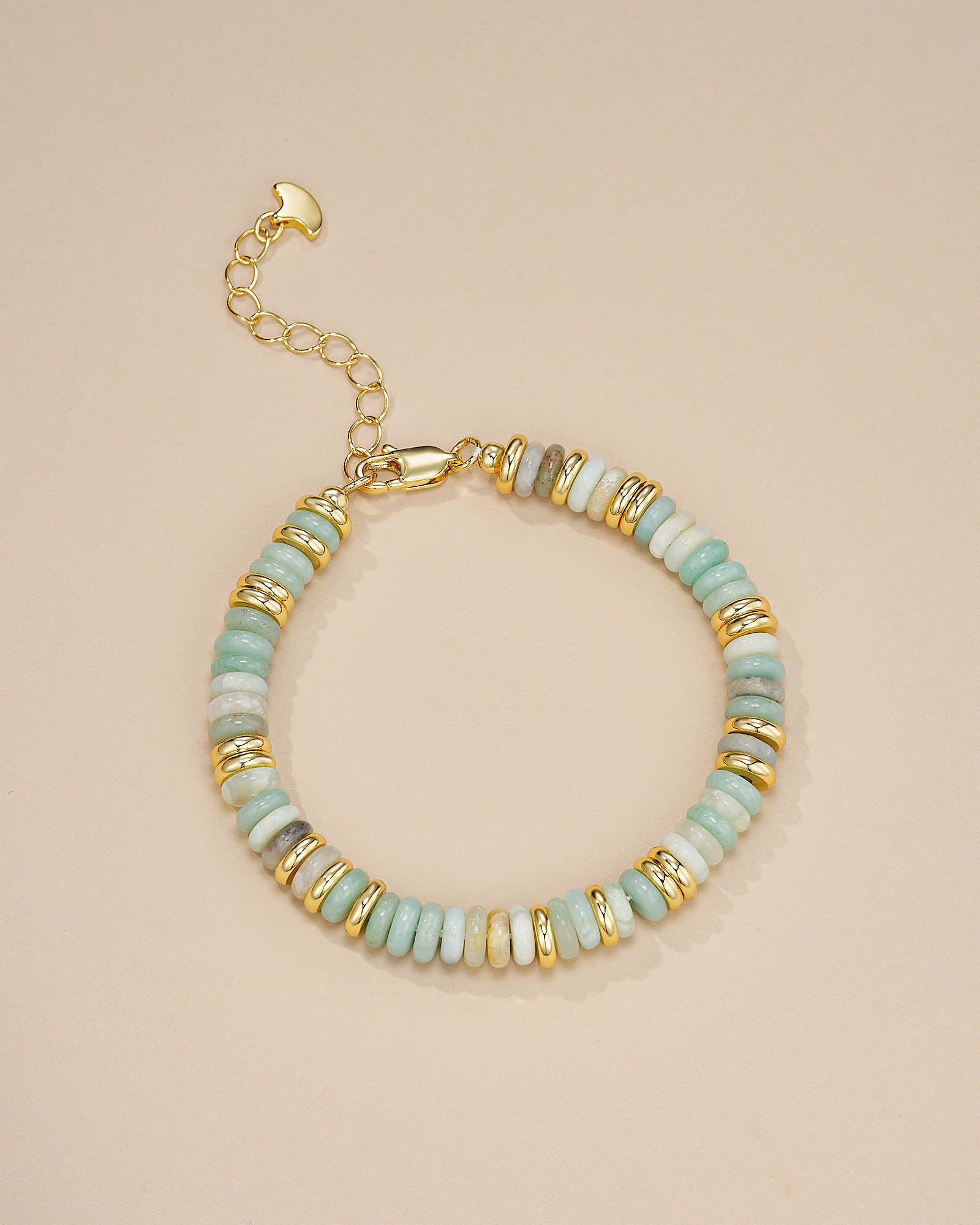 Gold Natural Stone Bead Bracelet - Mist