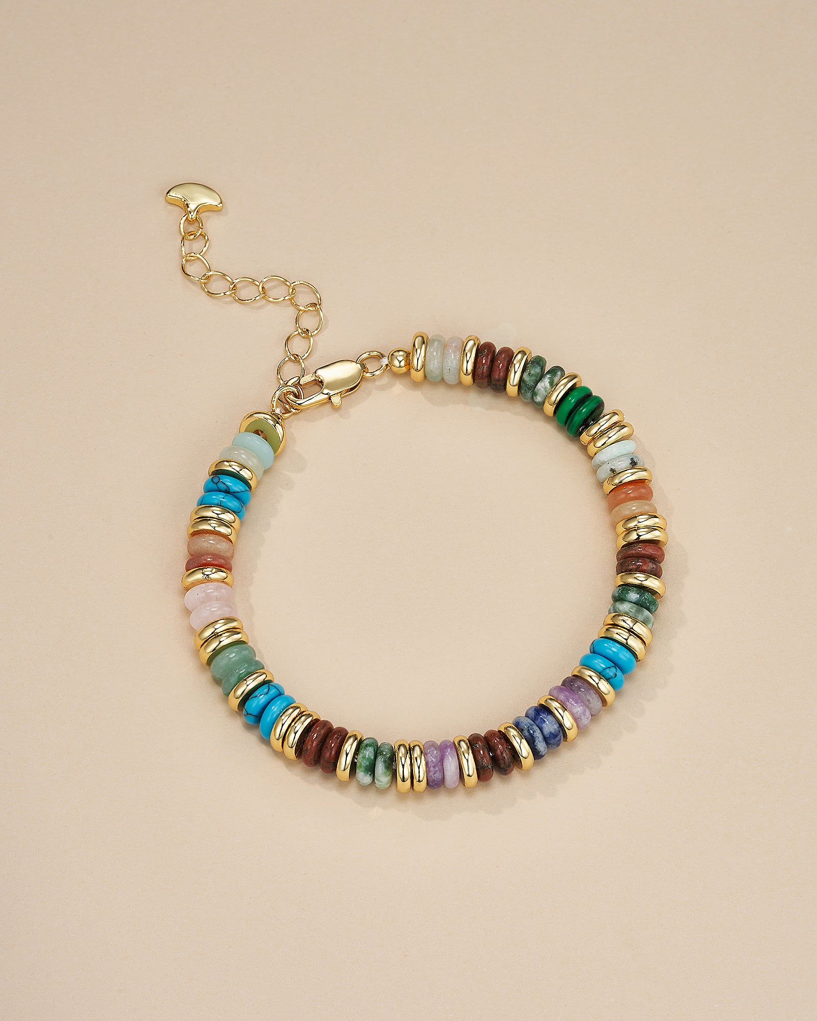 Gold Natural Stone Bead Bracelet - Earth