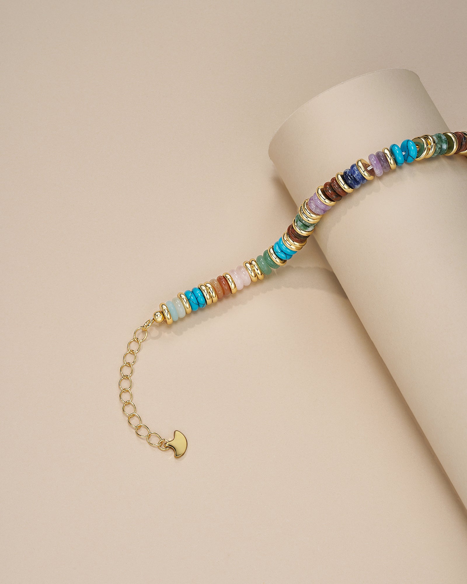 Gold Natural Stone Bead Bracelet - Earth