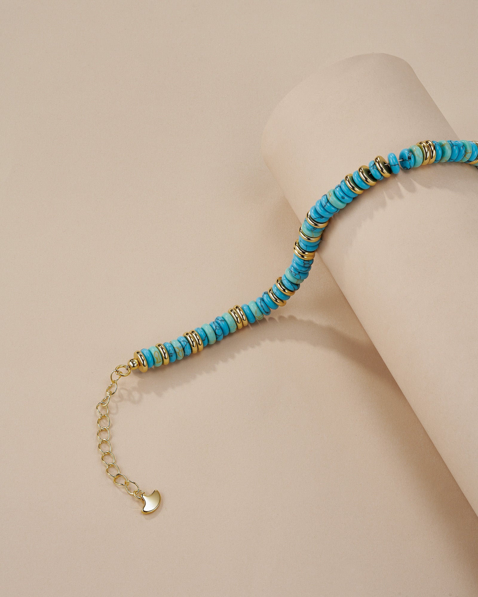 Gold Natural Stone Bead Bracelet- Turquoise