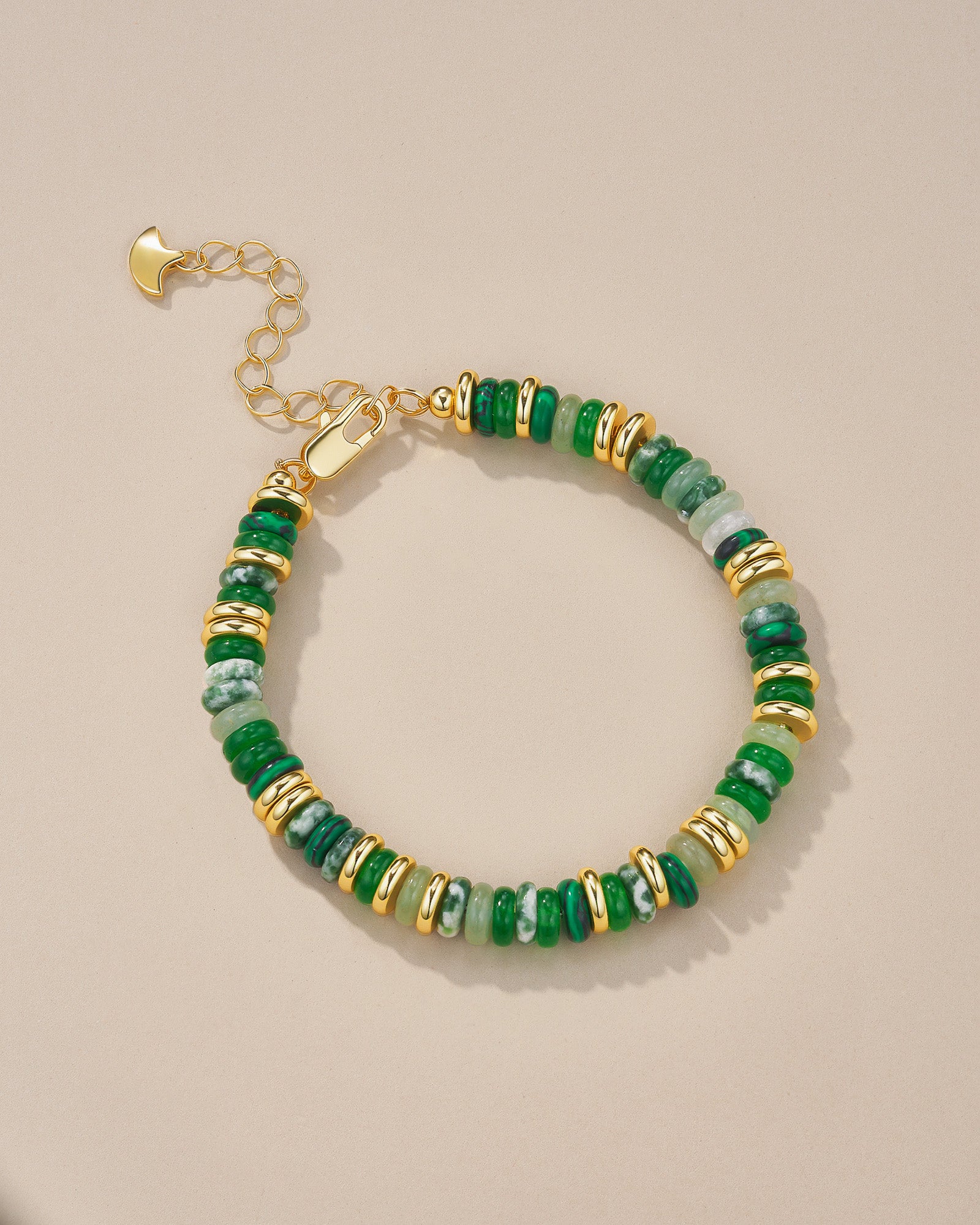 Gold Natural Stone Bead Bracelet - Forest