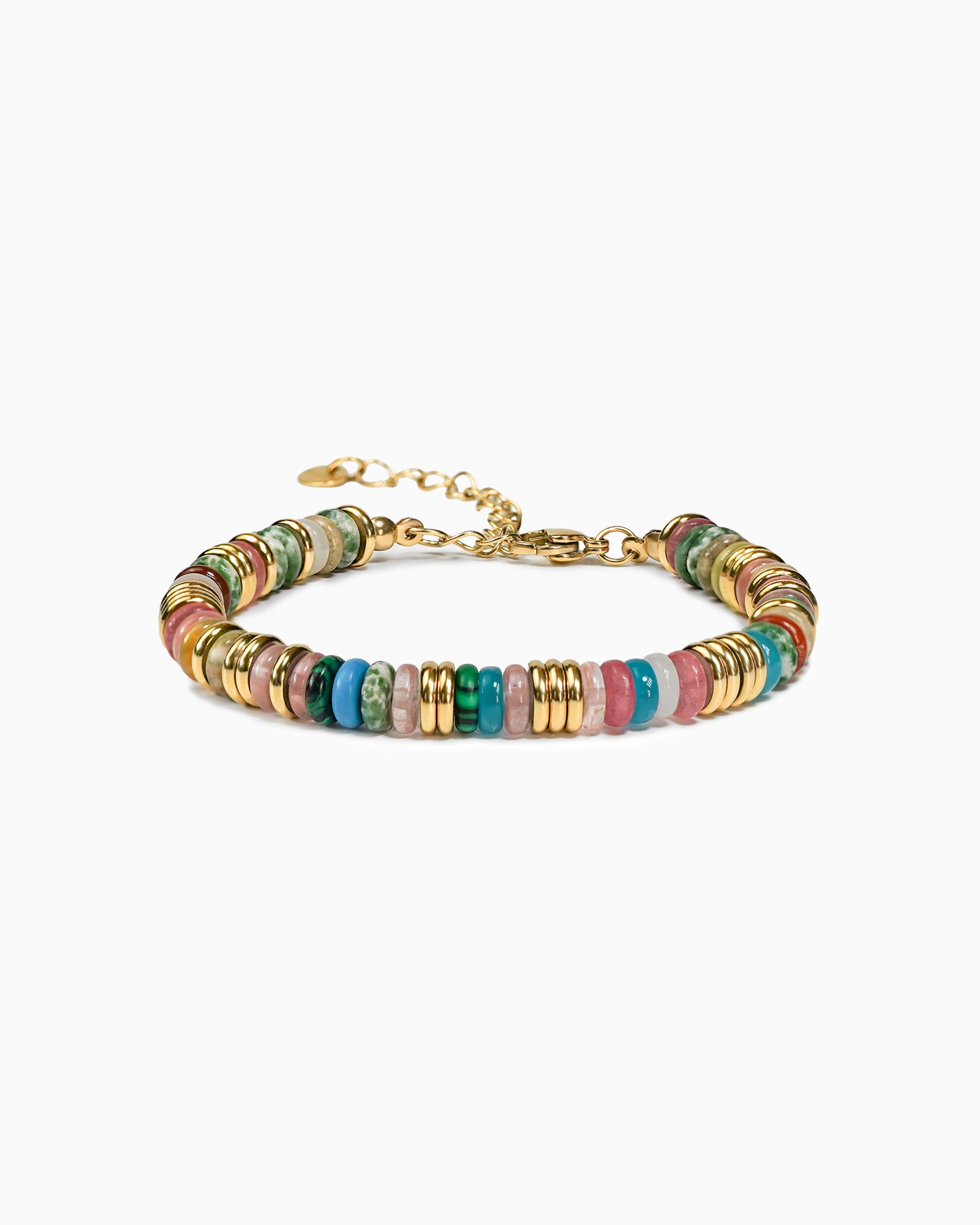 Gold Natural Stone Bead Bracelet- Candy