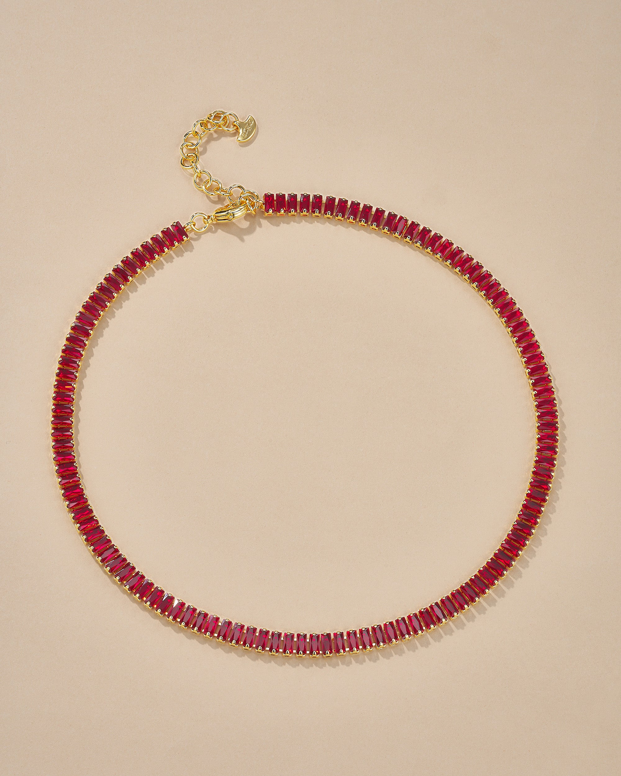 Ruby Baguette Gold Choker Necklace