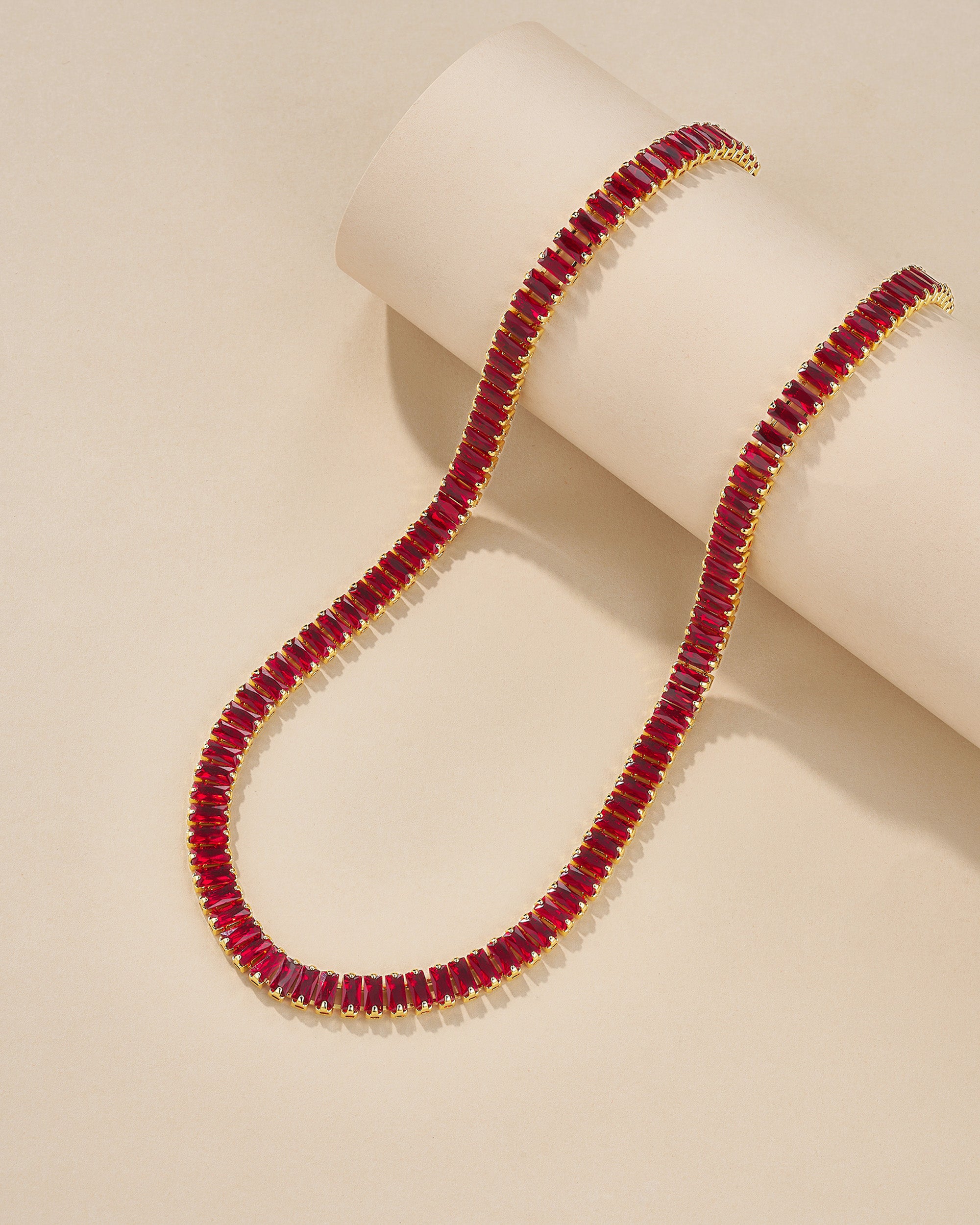 Ruby Baguette Gold Choker Necklace