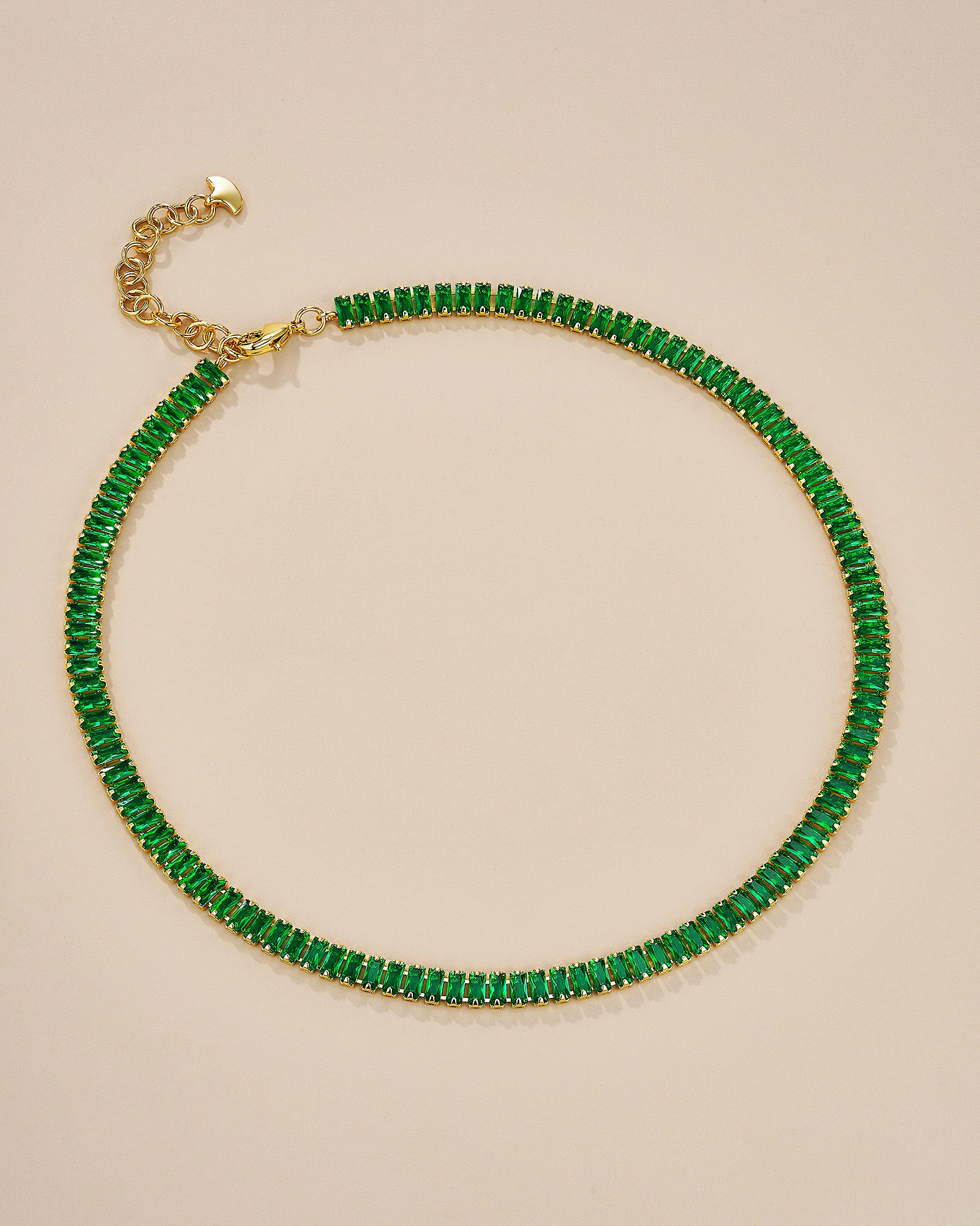 Green Emerald Baguette Choker Necklace