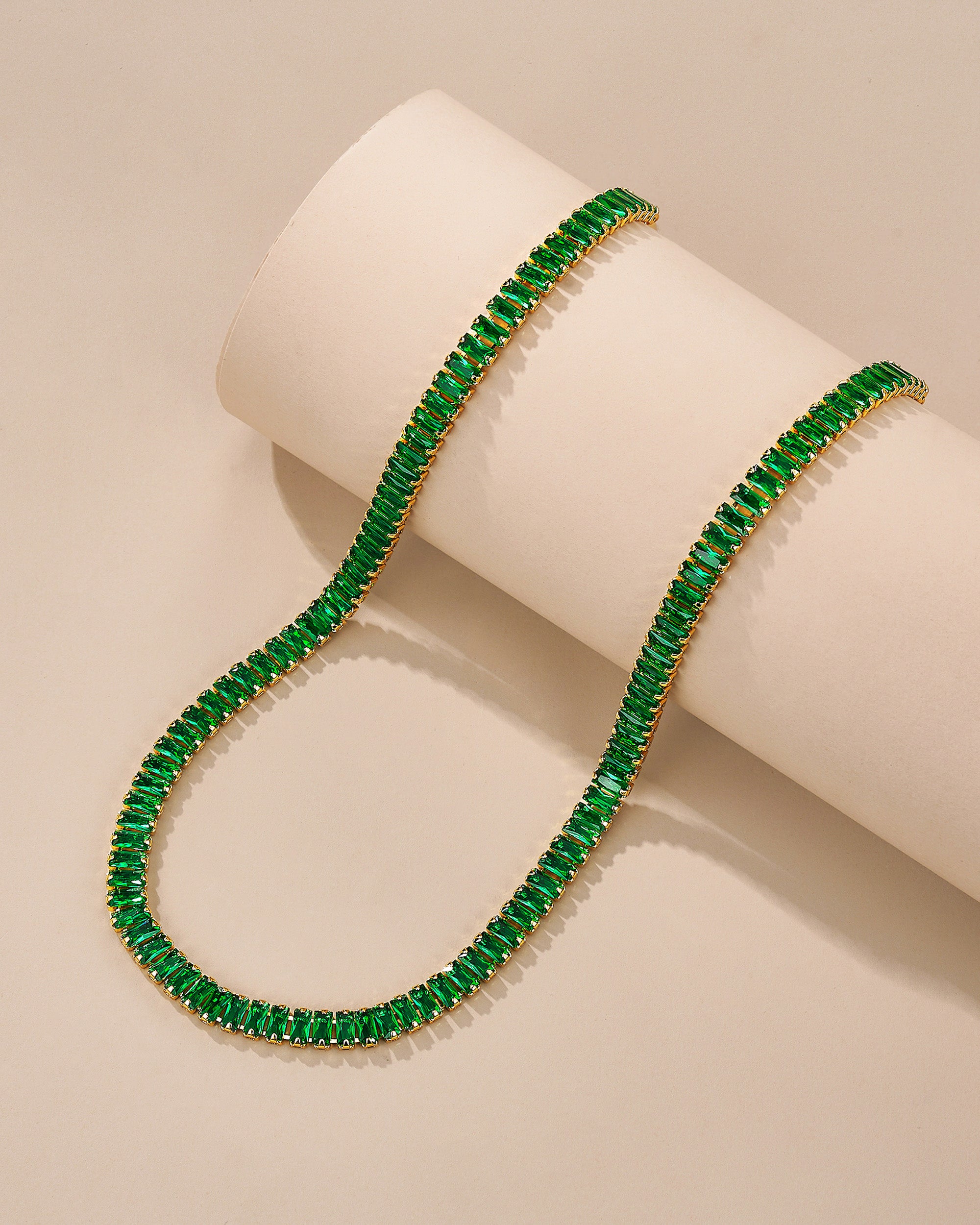 Green Emerald Baguette Choker Necklace