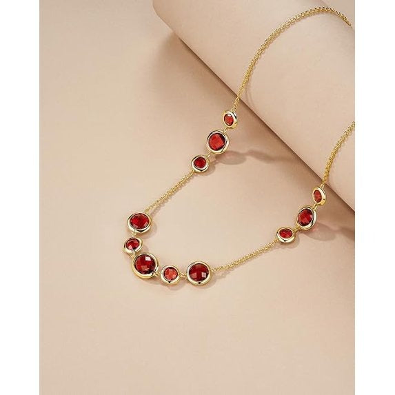 SNGIA 18K Gold Plated Ruby Gemstone Beaded Statement Choker Necklace for Women