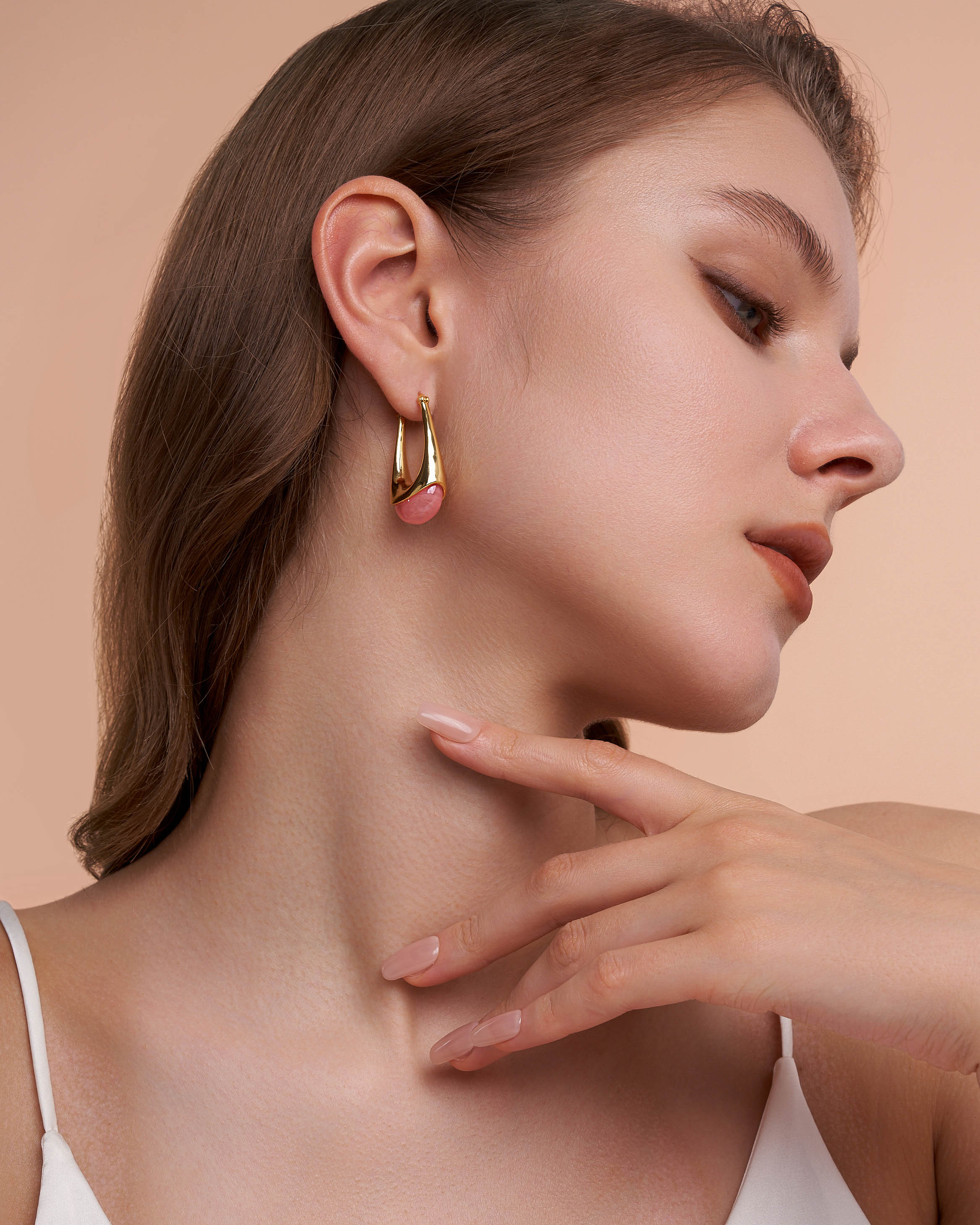 Swirl Resin Dangle Statement Earrings - Rose