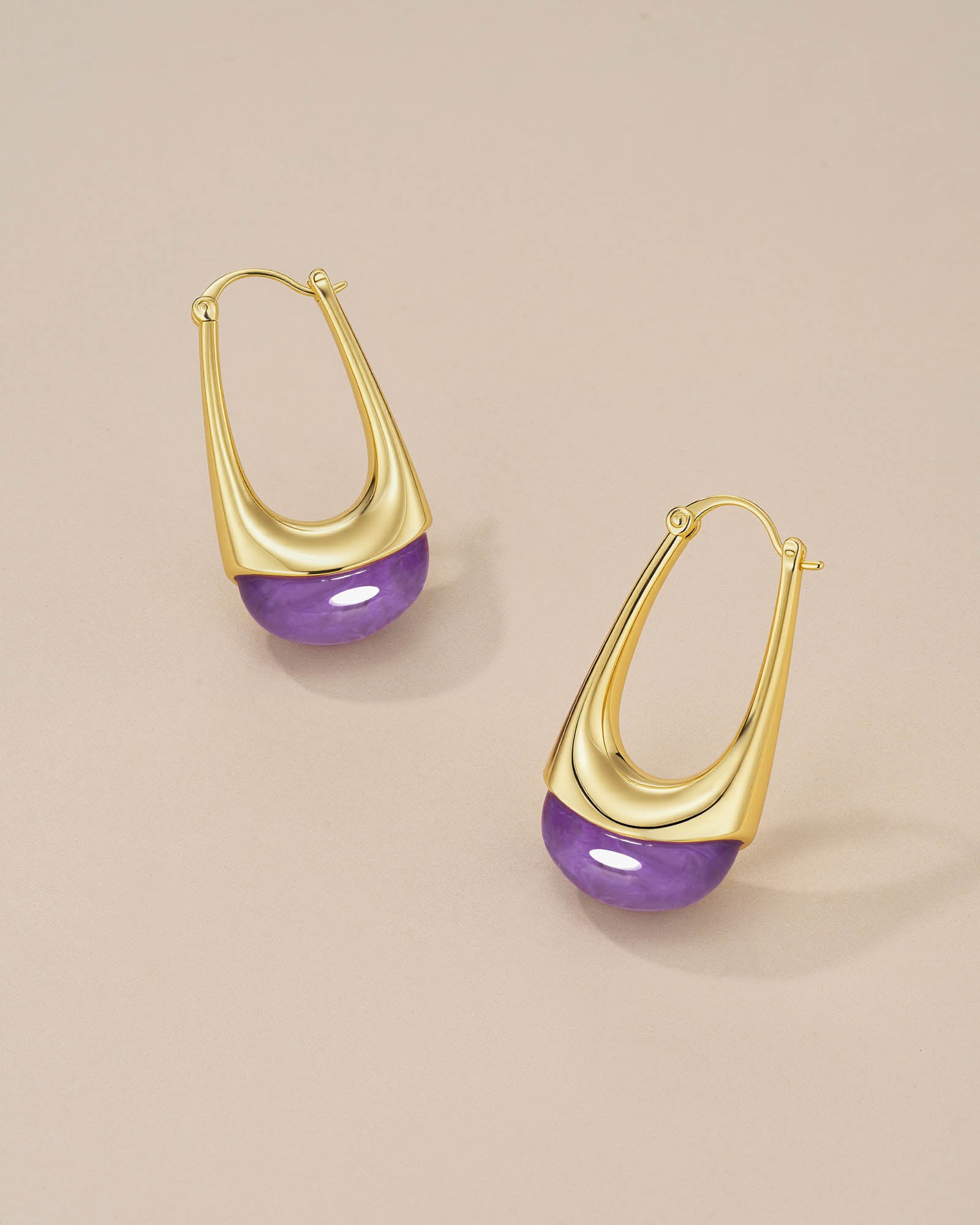 Swirl Dangle Statement Earrings In Purple Resin Style