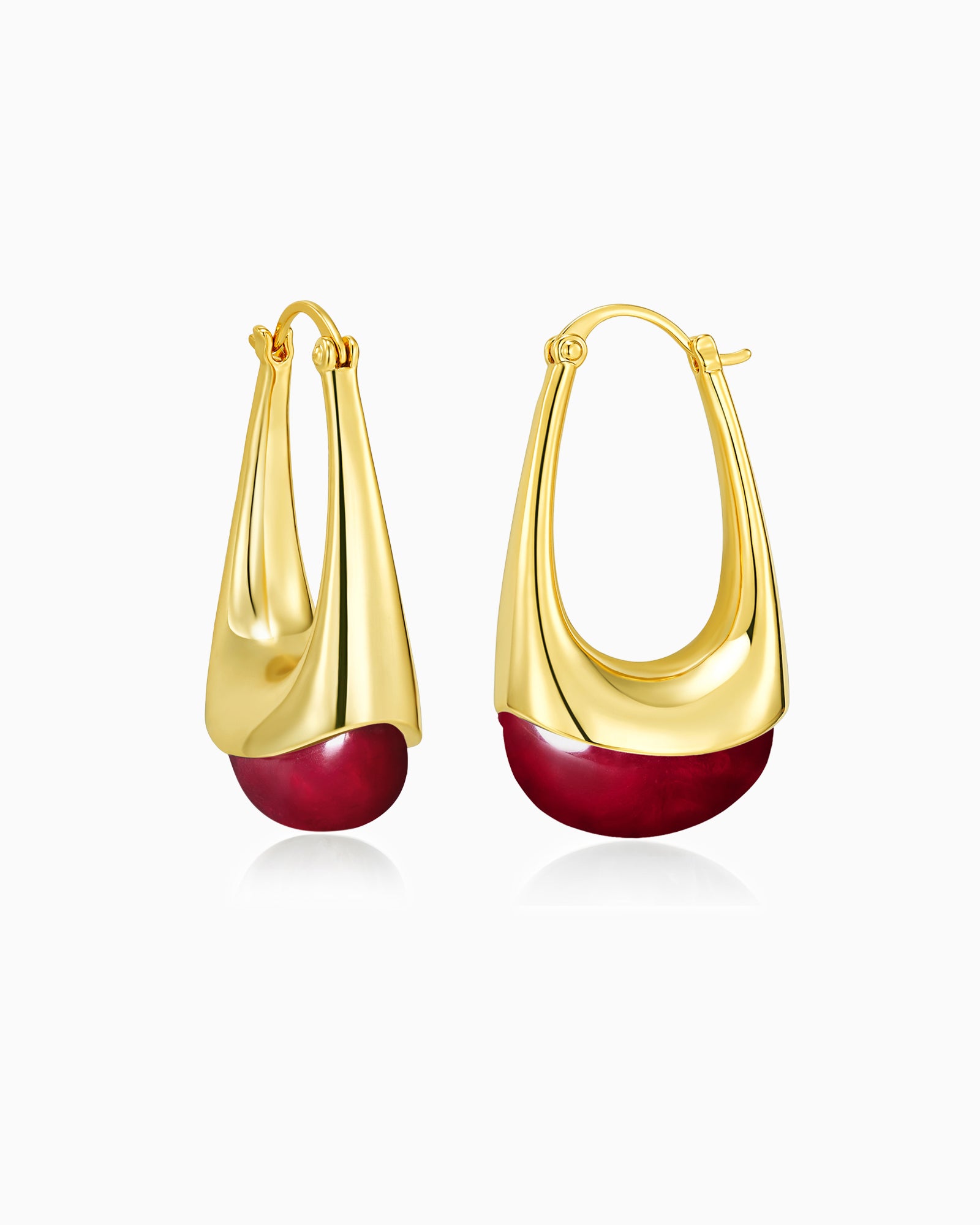 Swirl Dangle Statement Earrings In Wine Resin Style