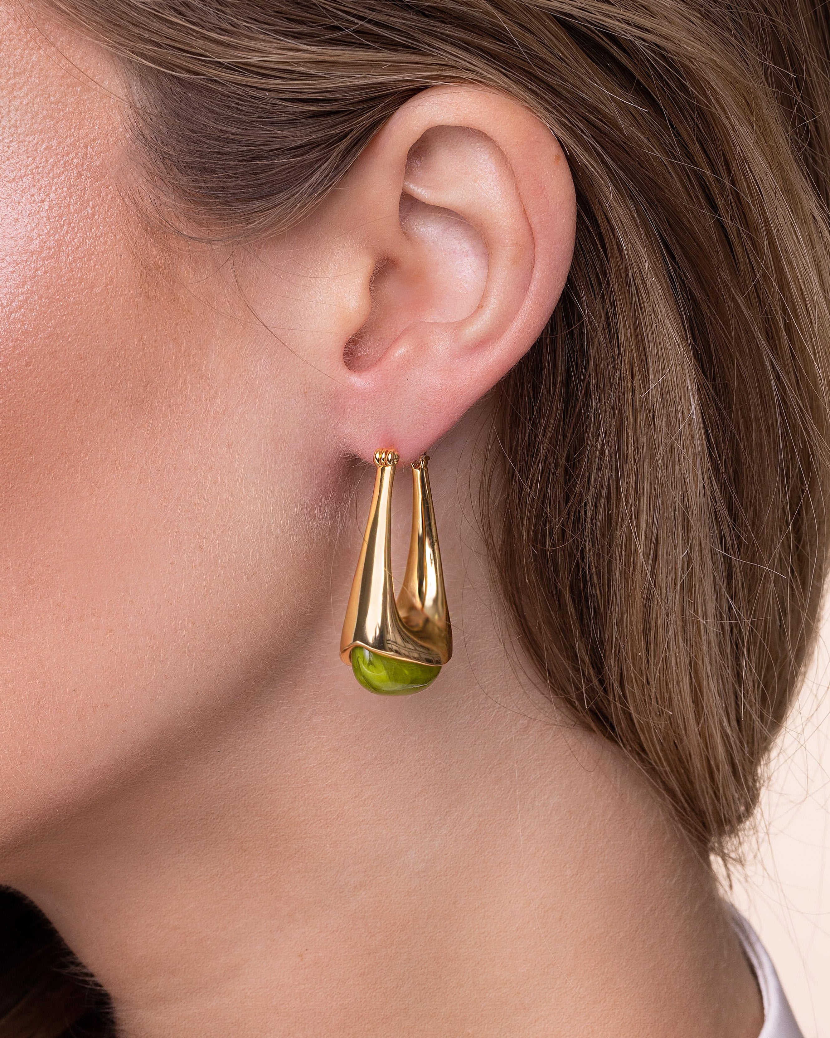 Swirl Resin Dangle Statement Earrings - Grass Green