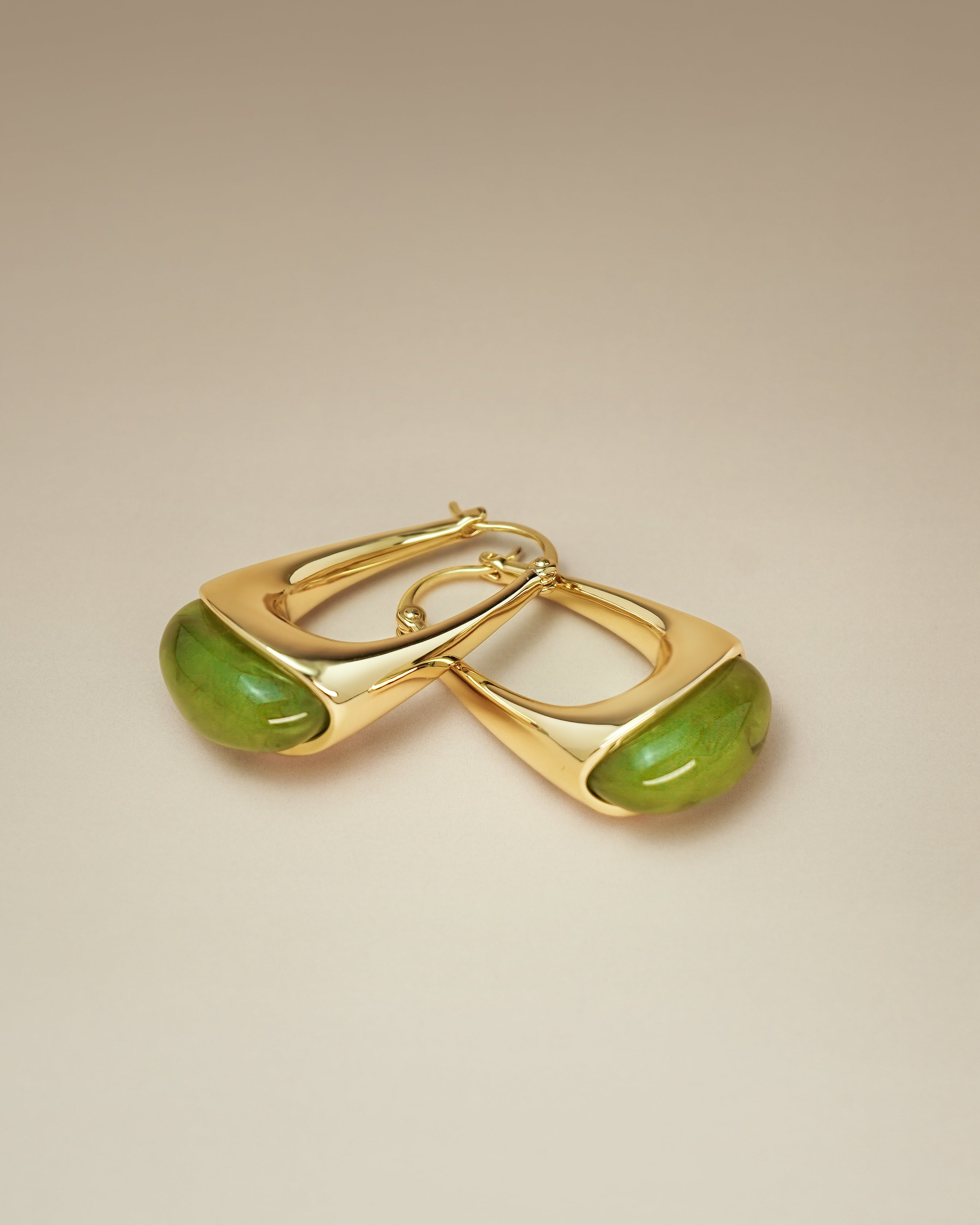 Swirl Resin Dangle Statement Earrings - Grass Green