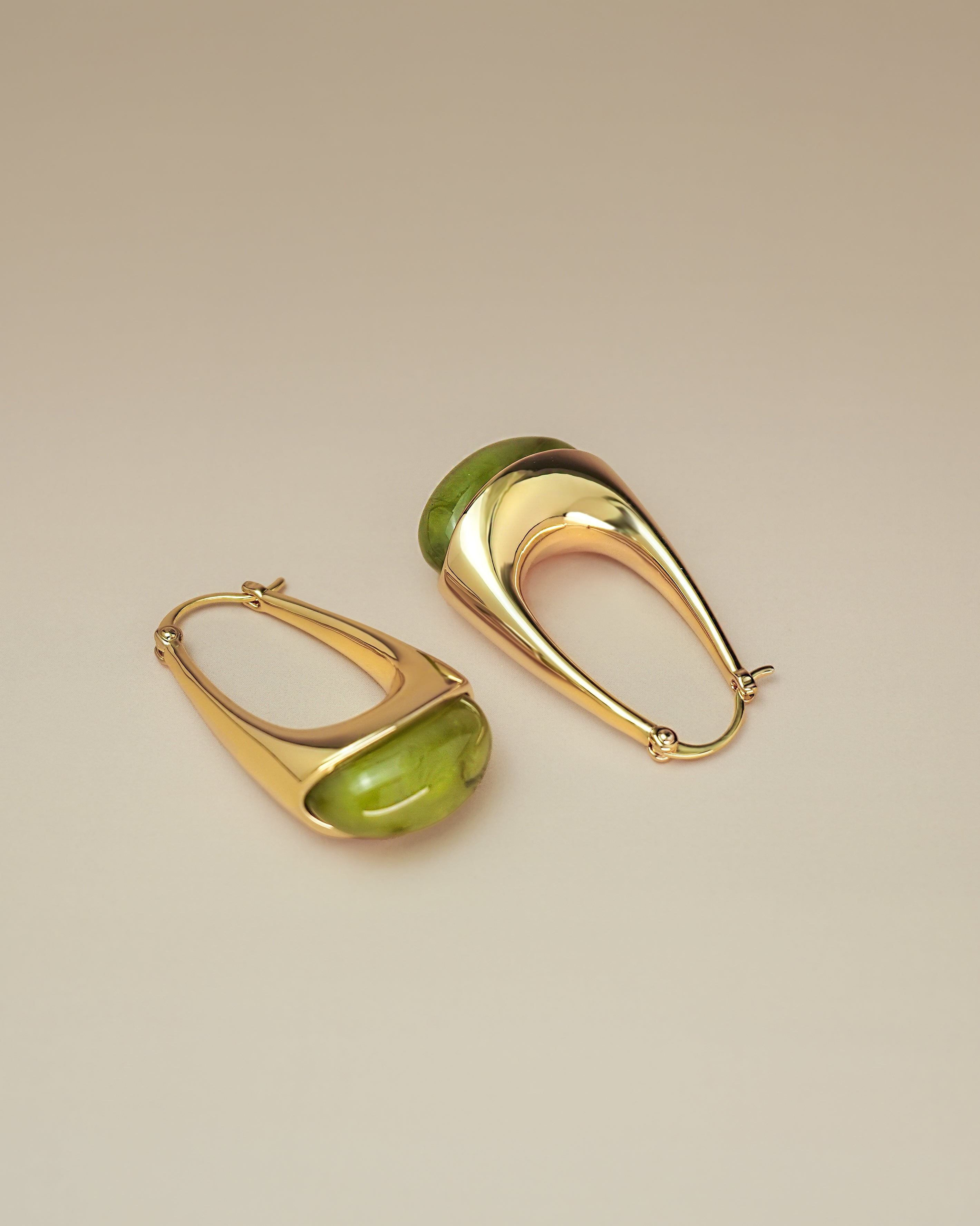 Swirl Resin Dangle Statement Earrings - Grass Green