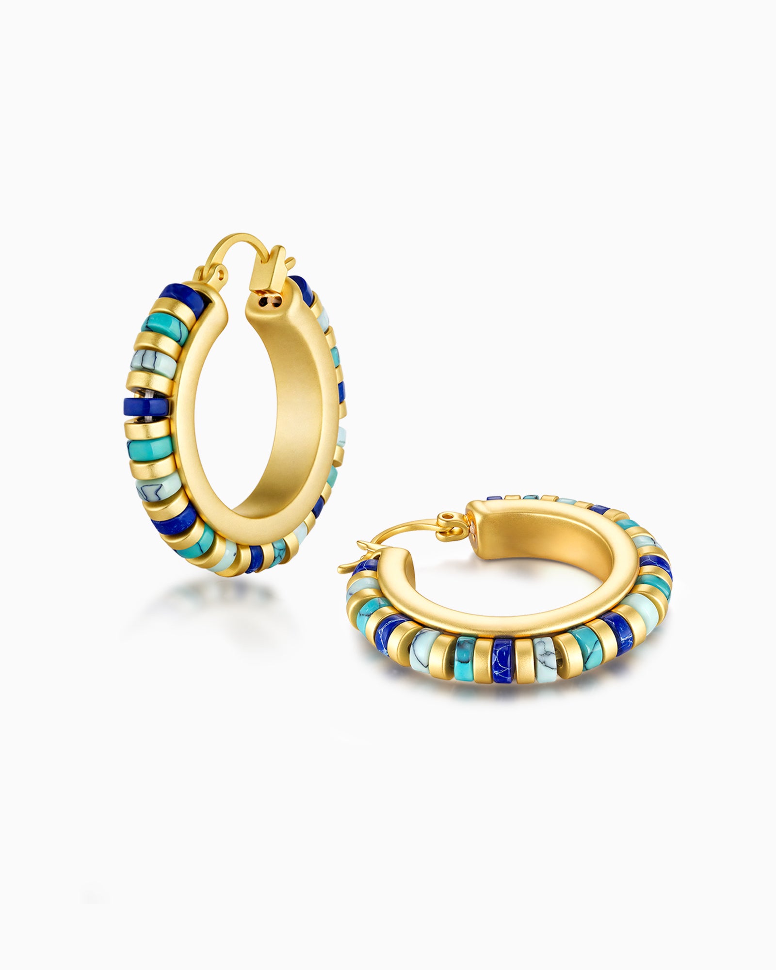 Beads Stone Hoop Earrings - Cloud