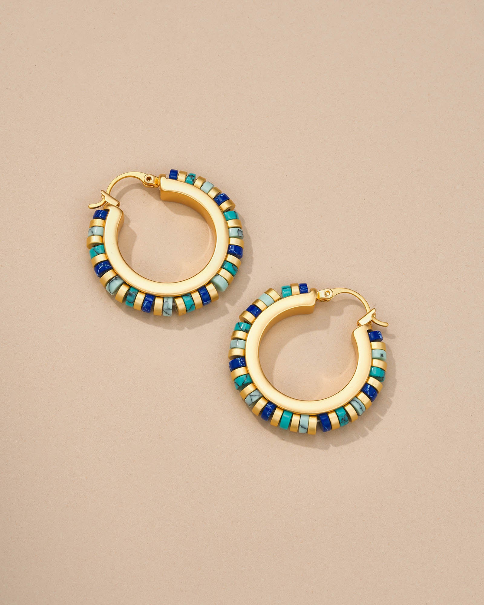 Beads Stone Hoop Earrings - Cloud