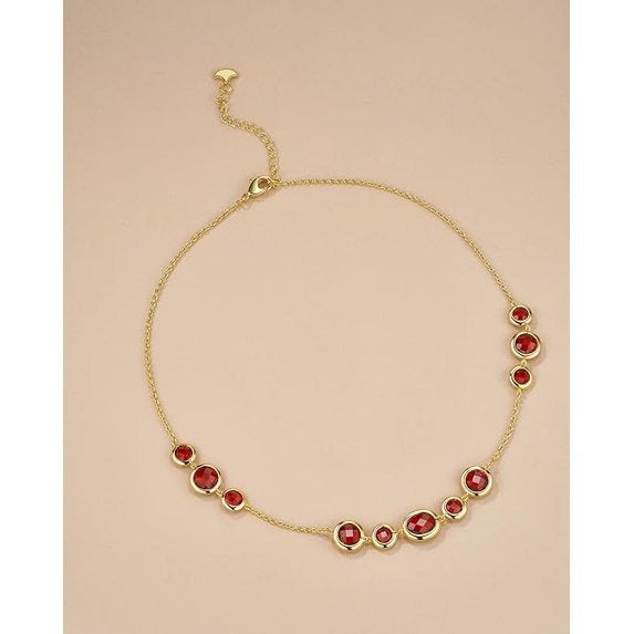 SNGIA 18K Gold Plated Ruby Gemstone Beaded Statement Choker Necklace for Women