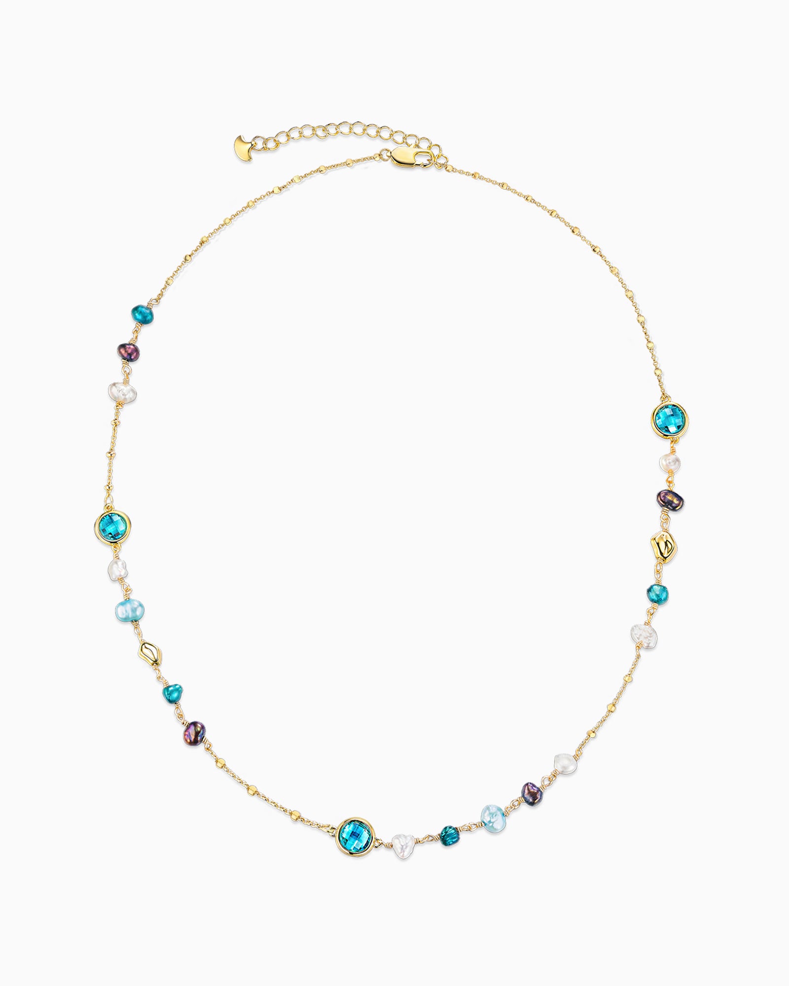 Blue Teal Topaz Natural Gemstone Necklace