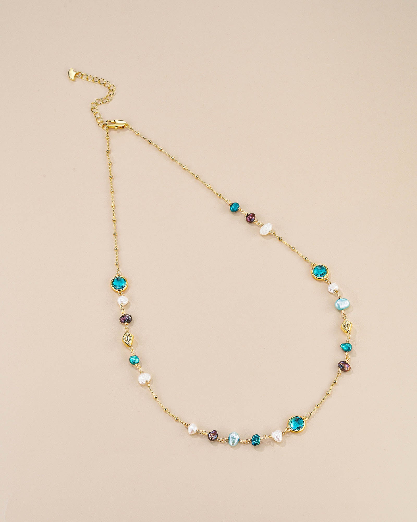 Blue Teal Topaz Natural Gemstone Necklace
