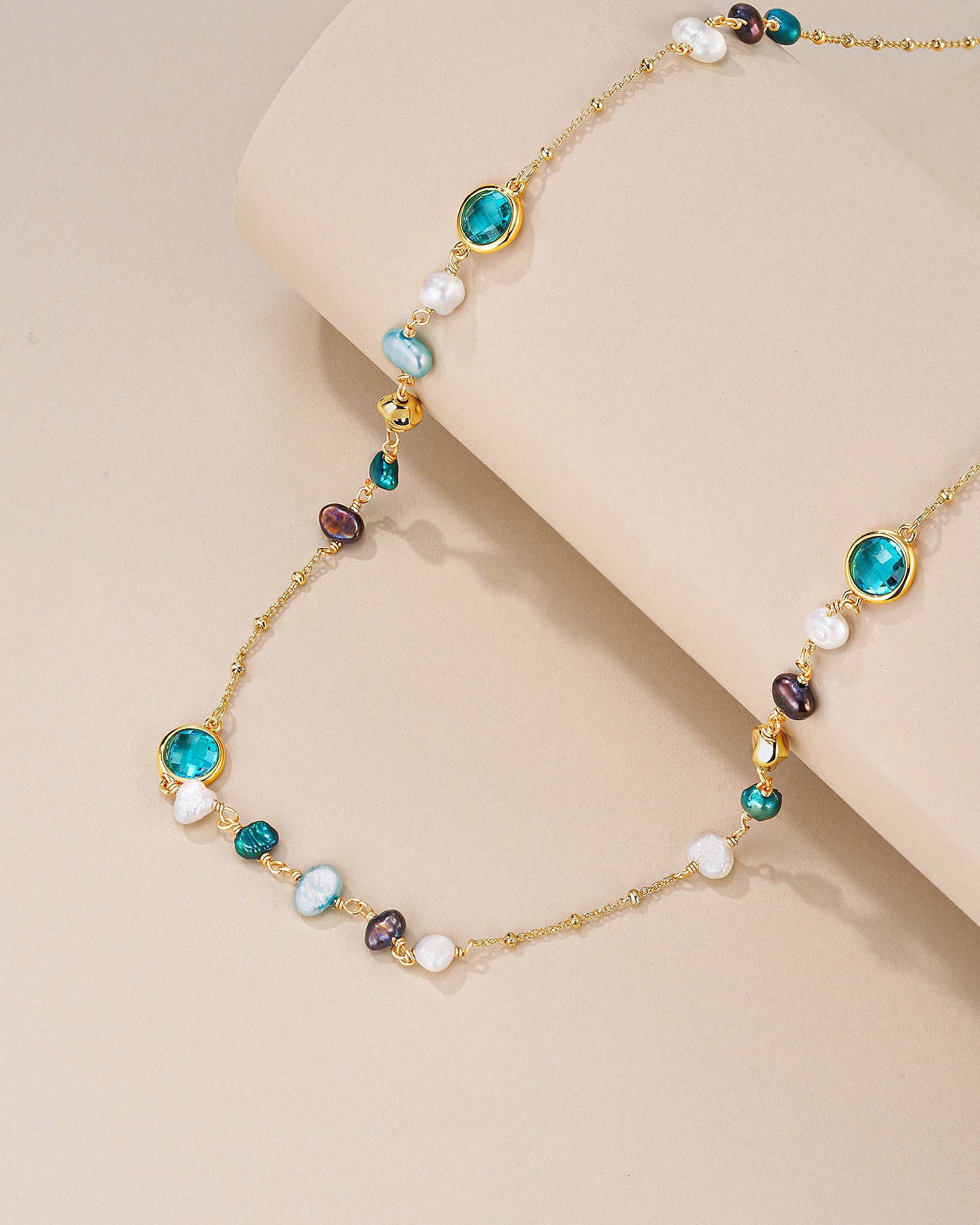 Blue Teal Topaz Natural Gemstone Necklace