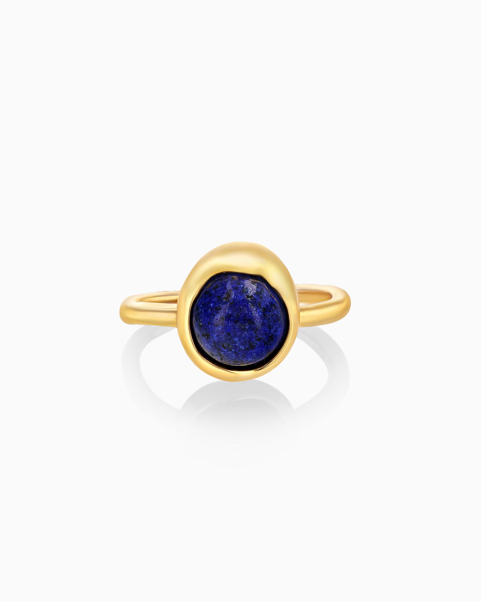 Simple Gold Lapis Lazuli Adjustable Ring