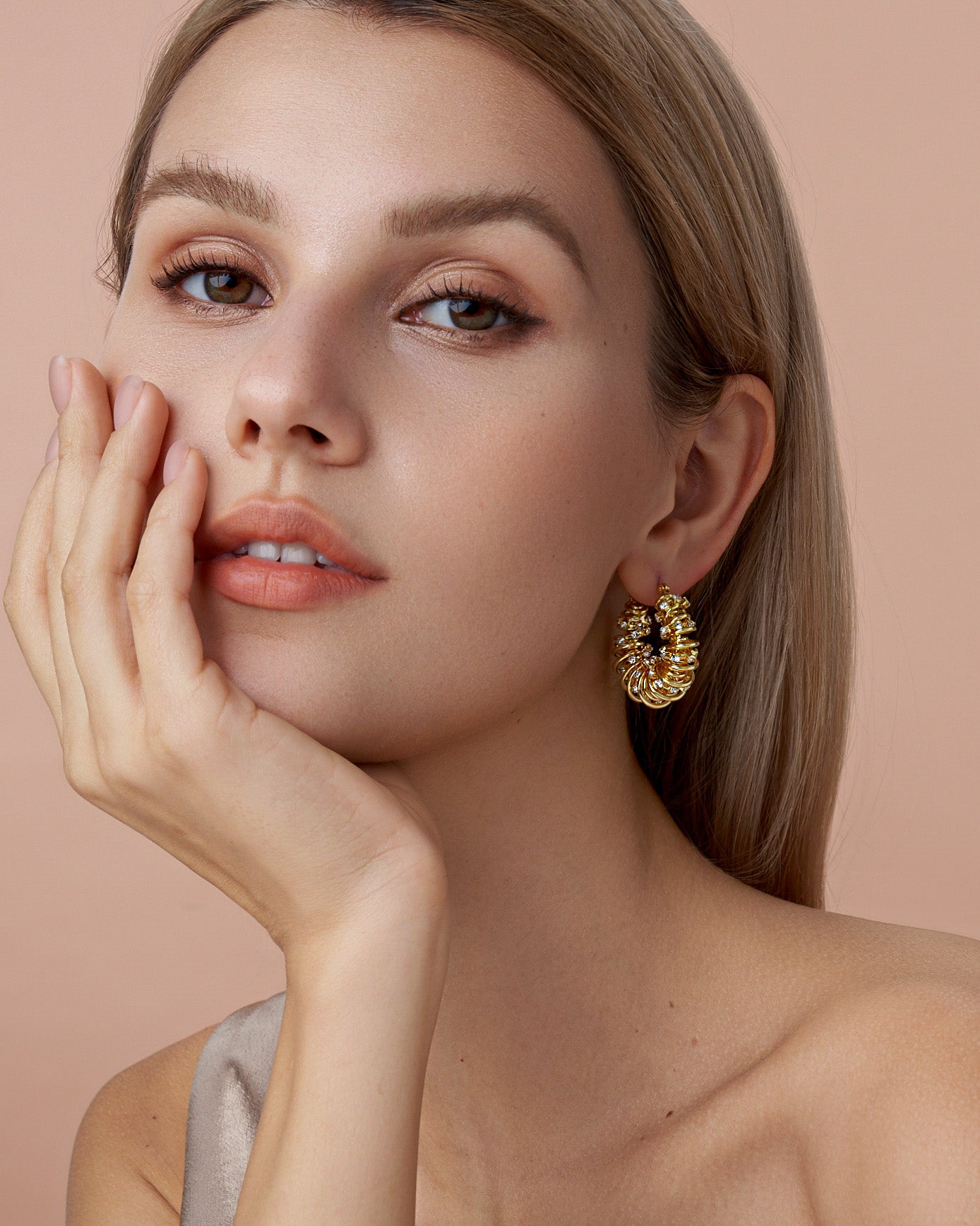 Spiral Twisted Hoop Earrings In Gold Tone Chunky Curve Style