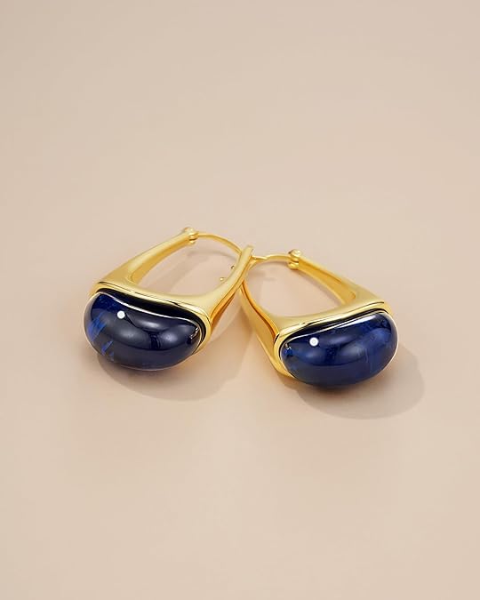 Swirl Resin Dangle Statement Earrings - Navy Blue