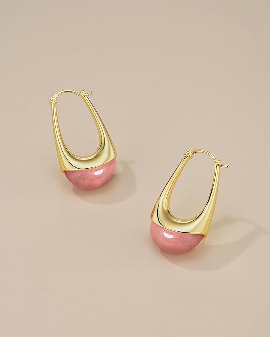 Swirl Resin Dangle Statement Earrings - Rose