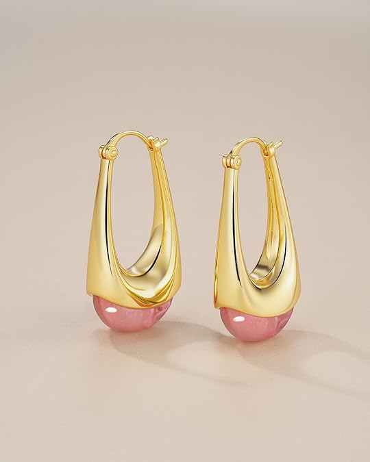 Swirl Resin Dangle Statement Earrings - Rose